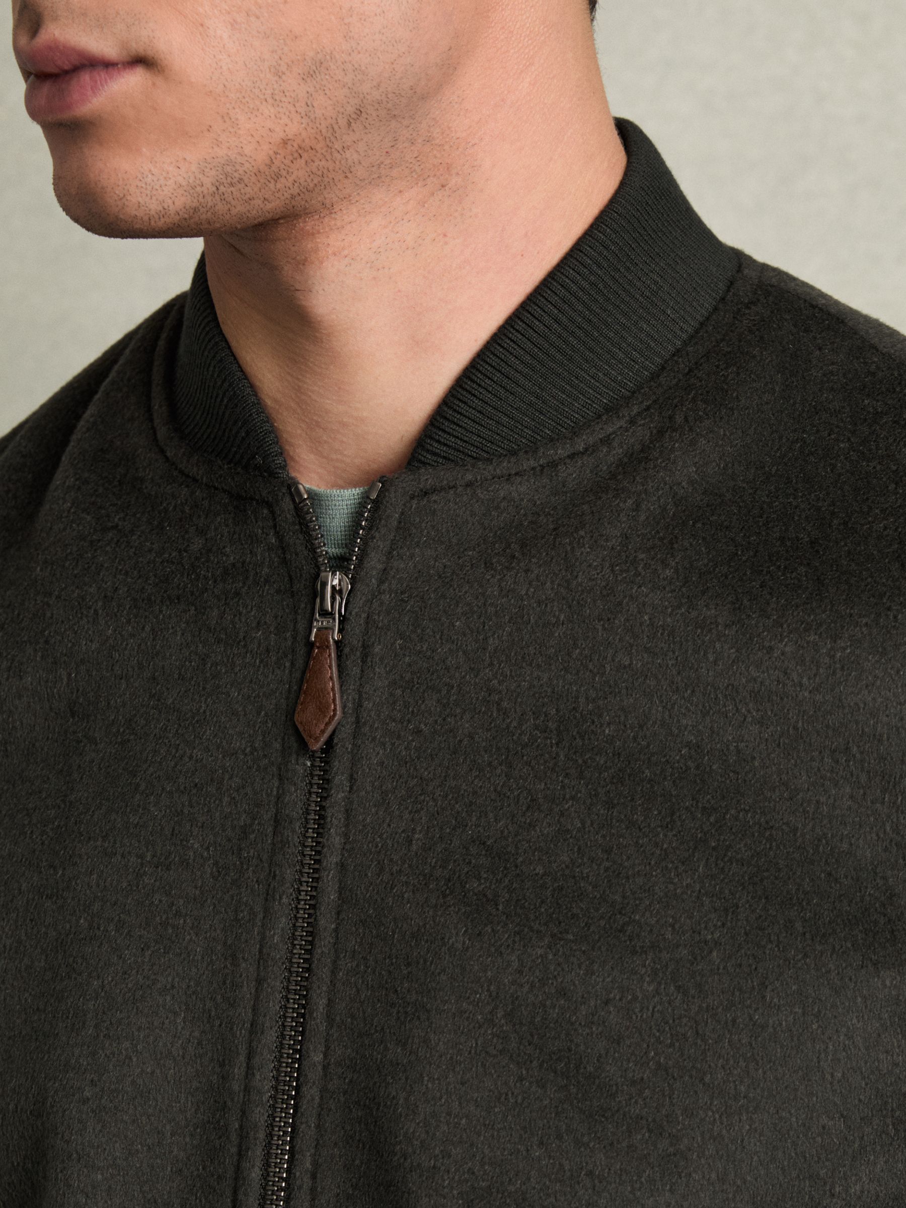 Brushed Wool-Blend Bomber Jacket in Dark Green