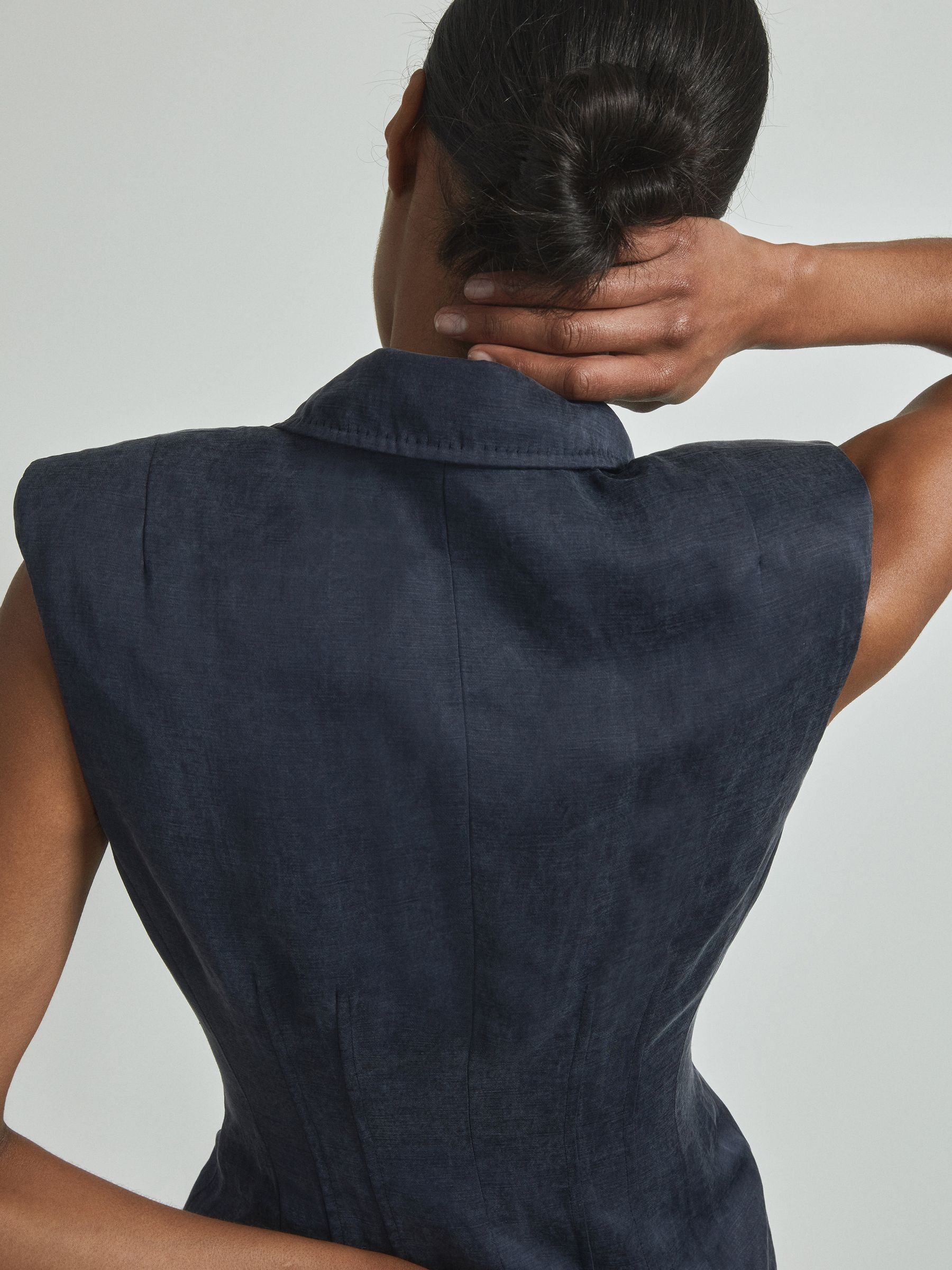 Atelier Cupro Tux Midi Dress in Navy