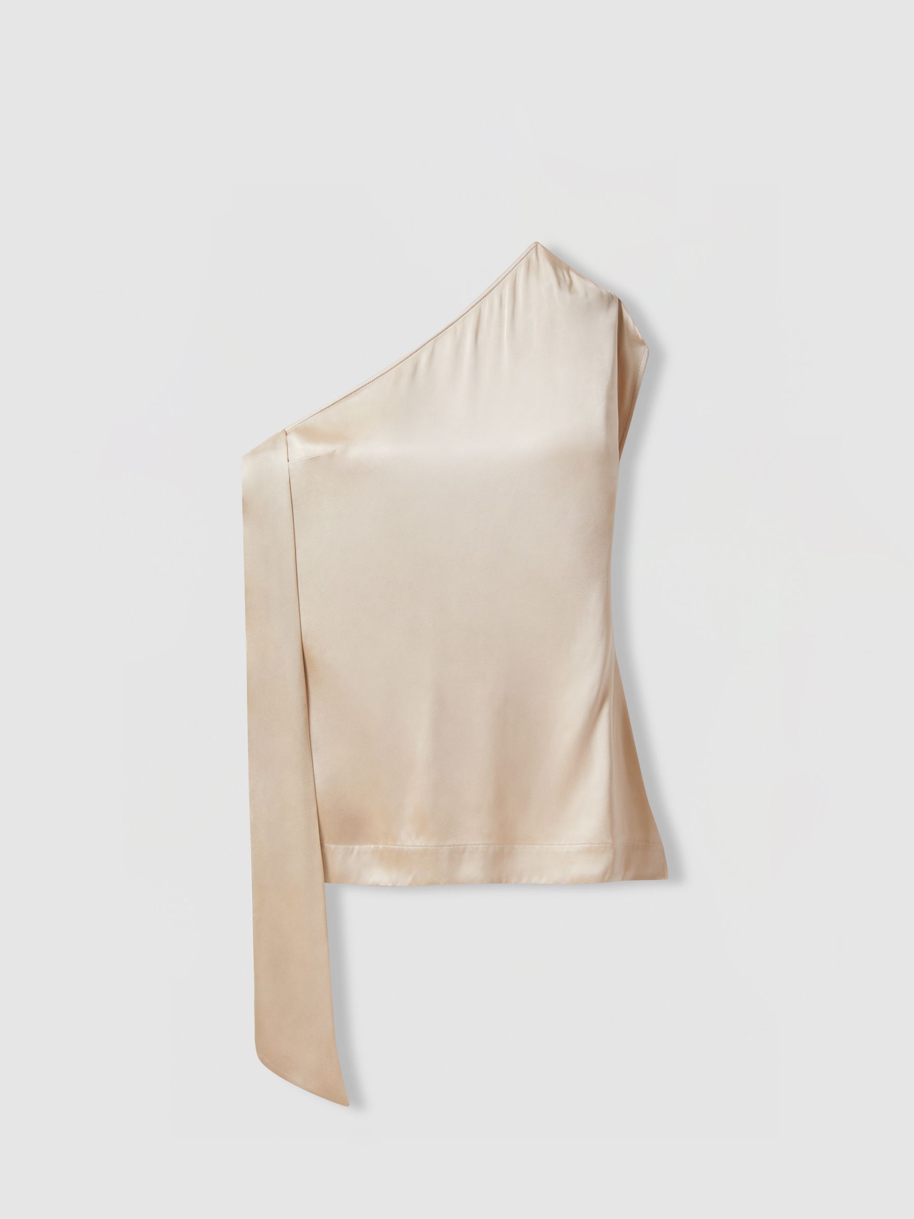 Atelier One-Shoulder Drape Back Top in Blush