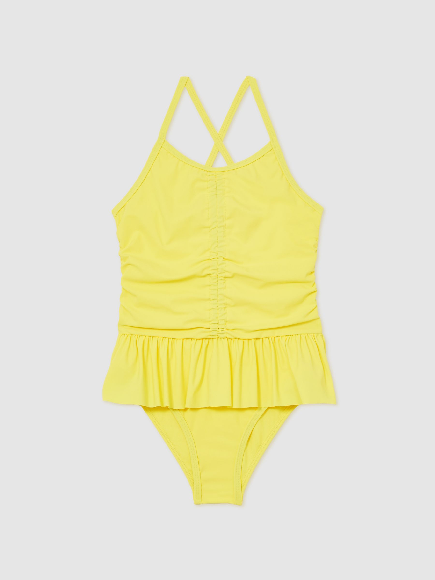9-13 yrs Ruched Ruffle Swimsuit in Yellow
