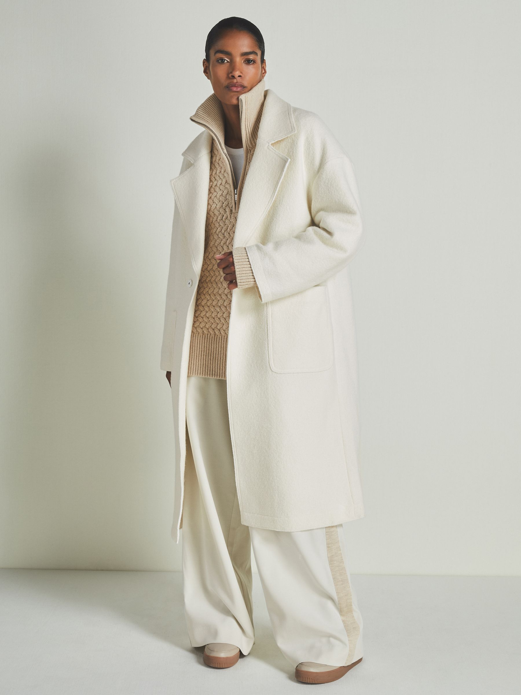 Reiss | Les 100 Ciels Wool and Cashmere Jumper in Stone