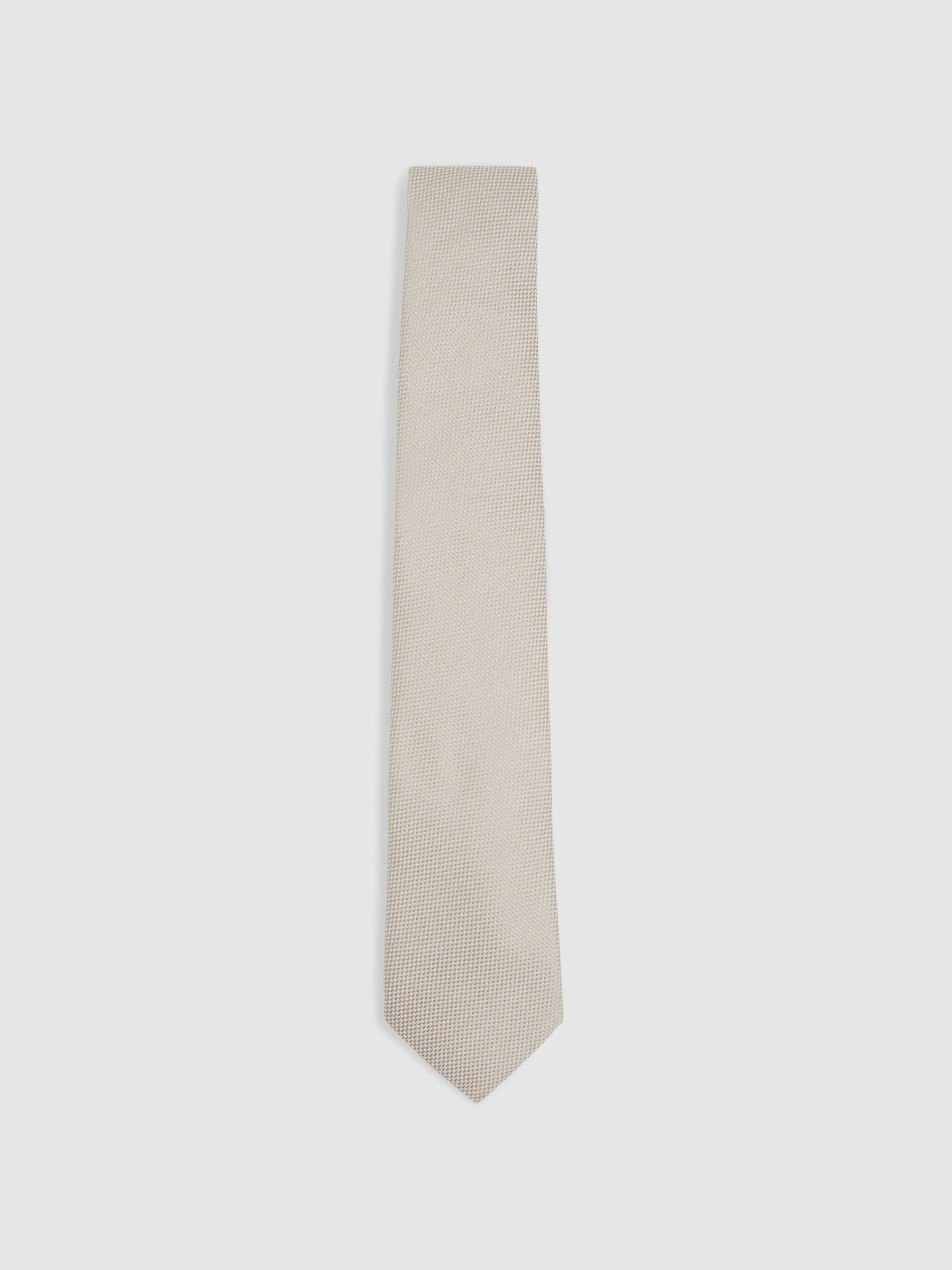 Textured Silk Blend Tie in Soft Champagne