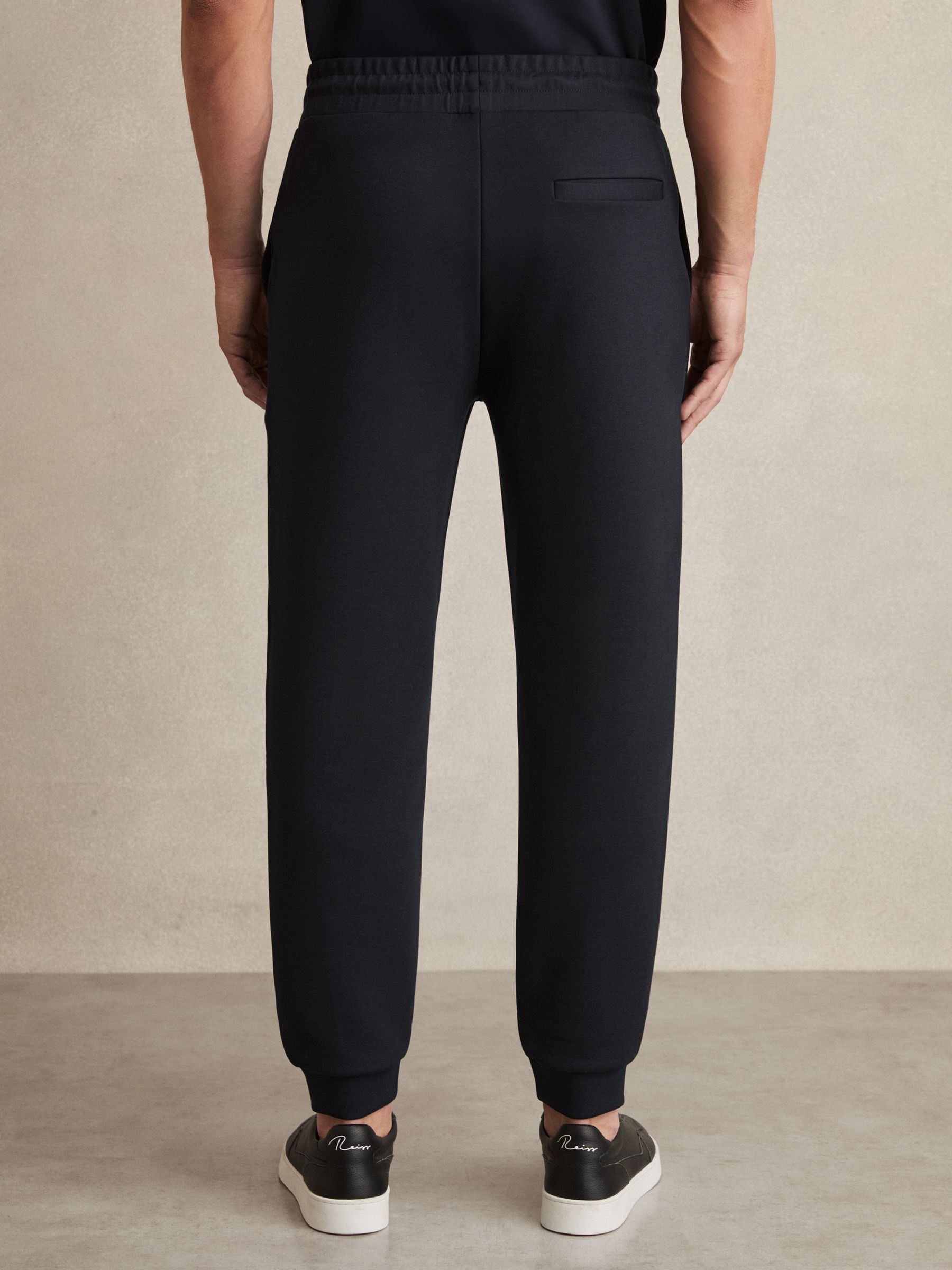 Stretch Jersey Tailored Joggers in Navy Blue