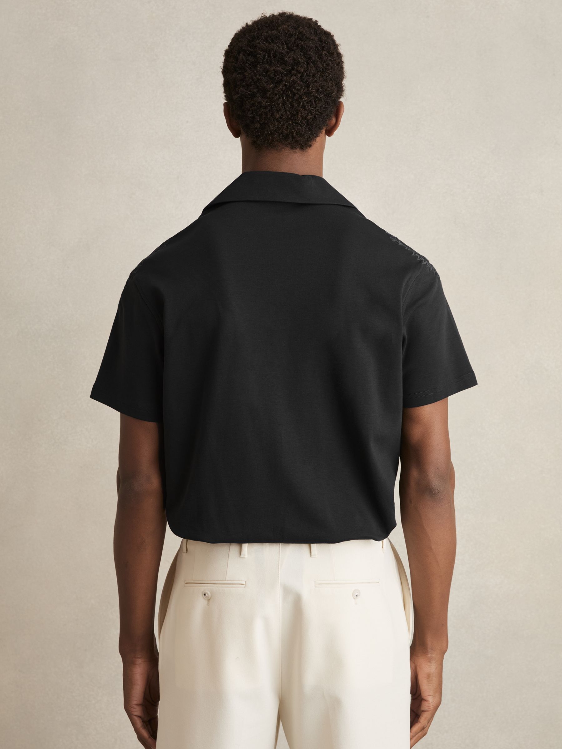 Cotton Paisley-Embroidered Shirt in Black