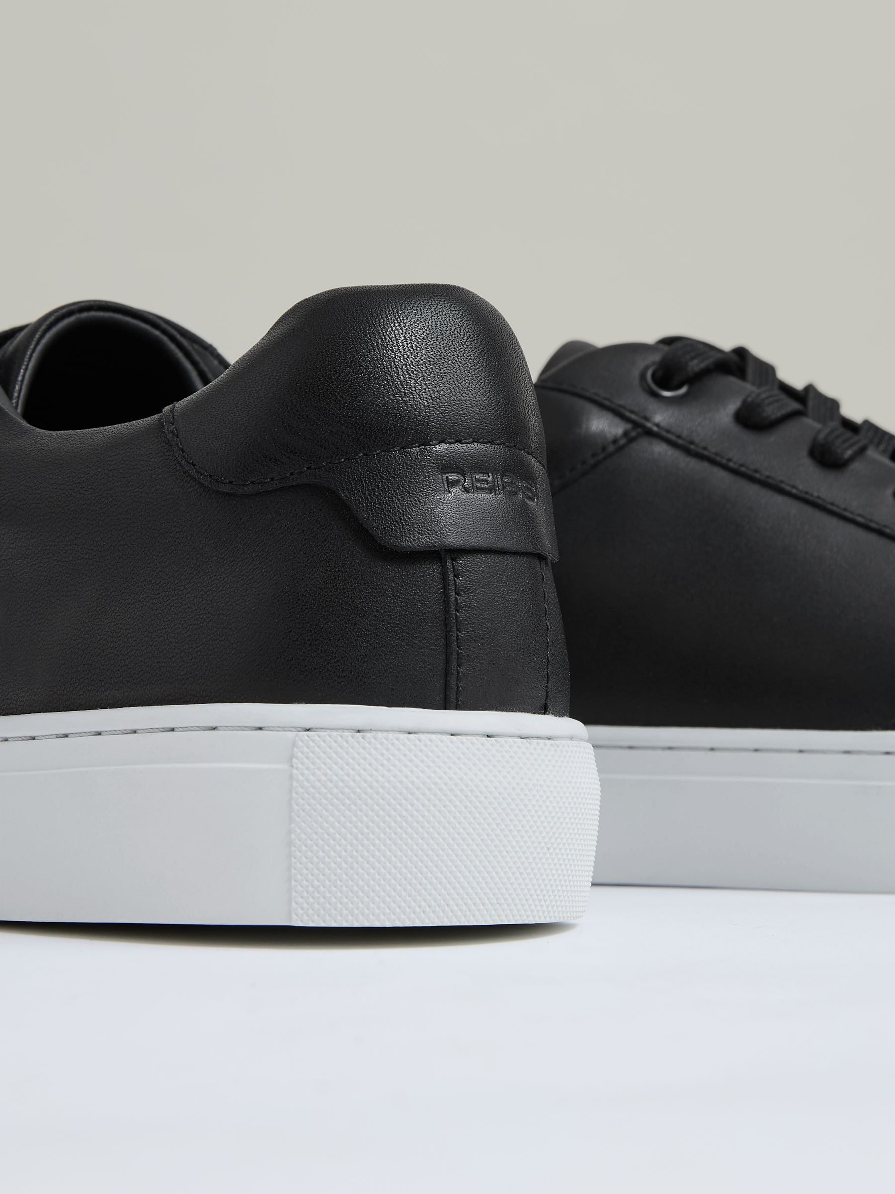 Leather Low Top Trainers in Black