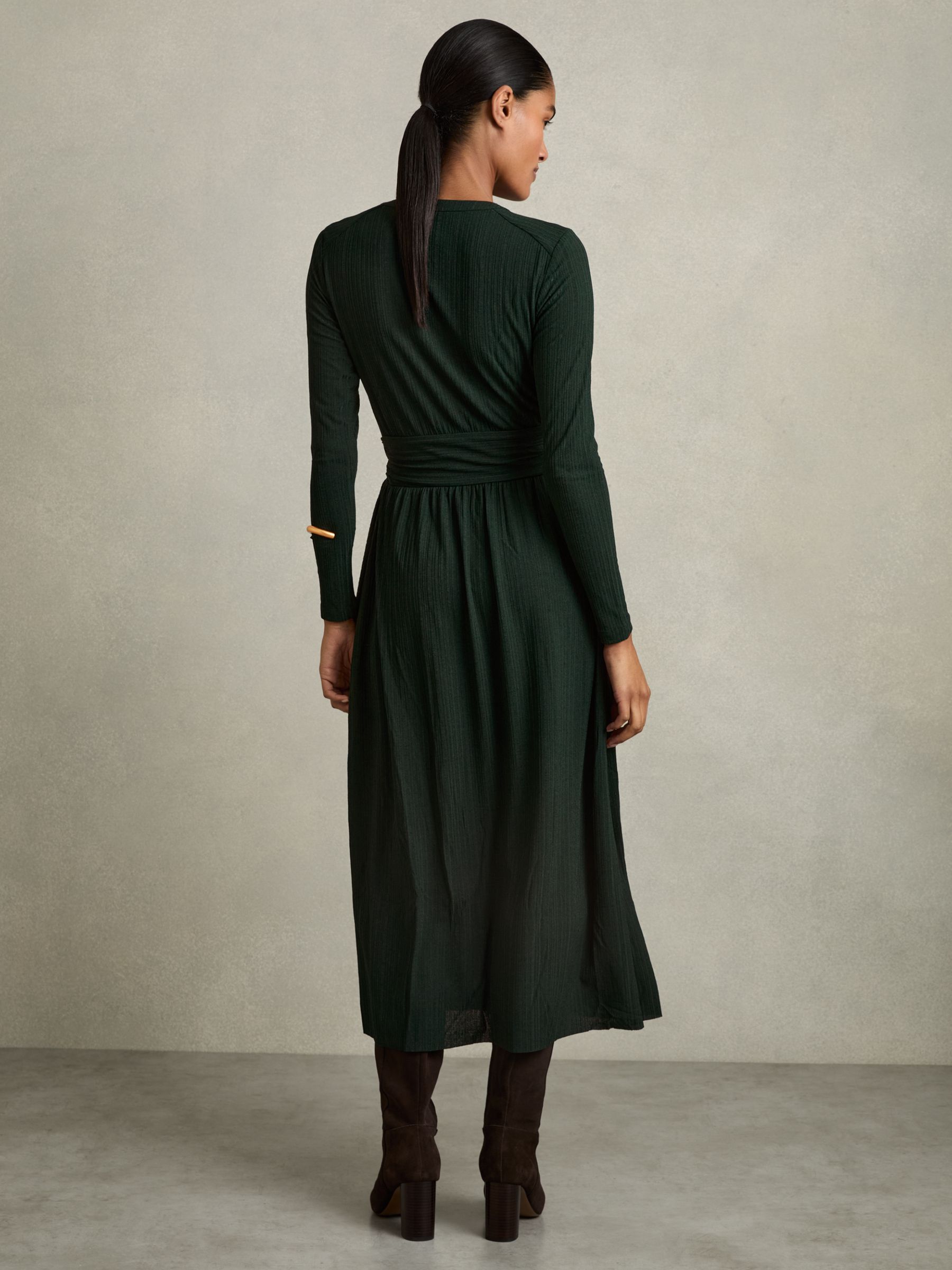 Petite Jersey Wrap-Tie Midi Dress in Green