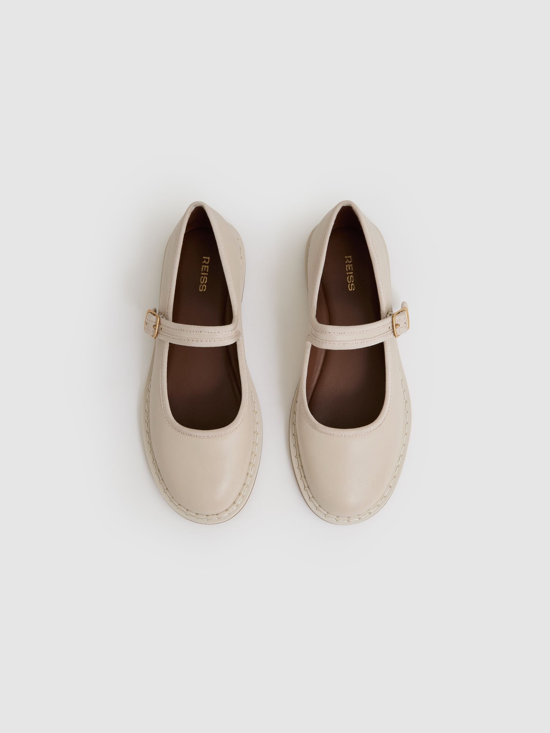 Leather Mary-Jane Shoes in Off White