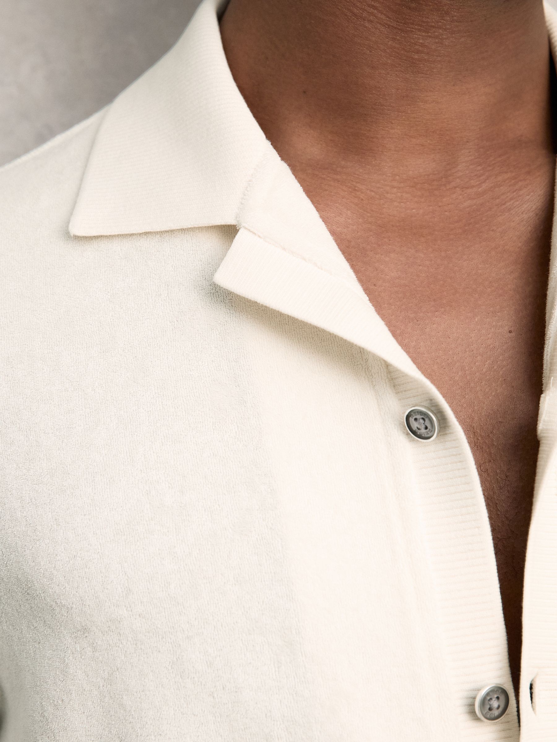 Cotton Blend Towelling Shirt in White