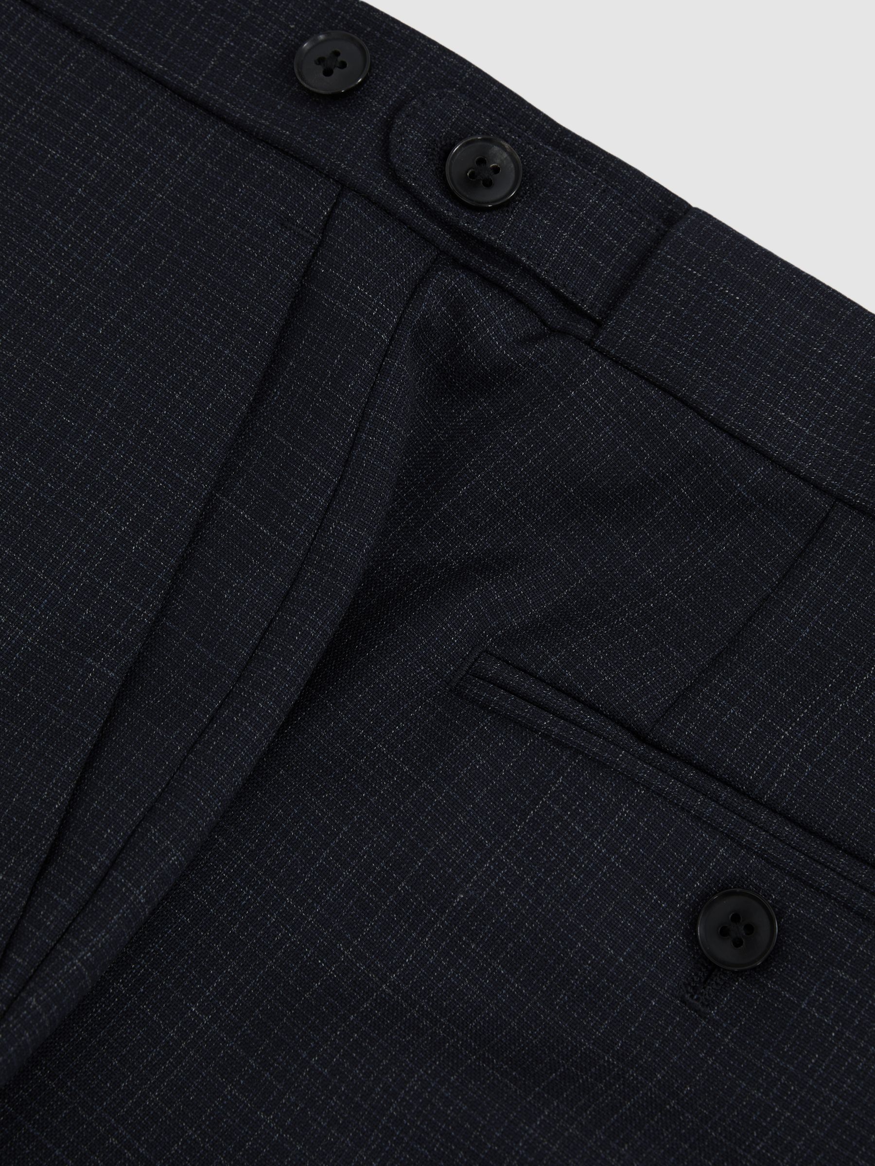 Slim-Fit Wool-Blend Textured Tailored Trousers in Navy