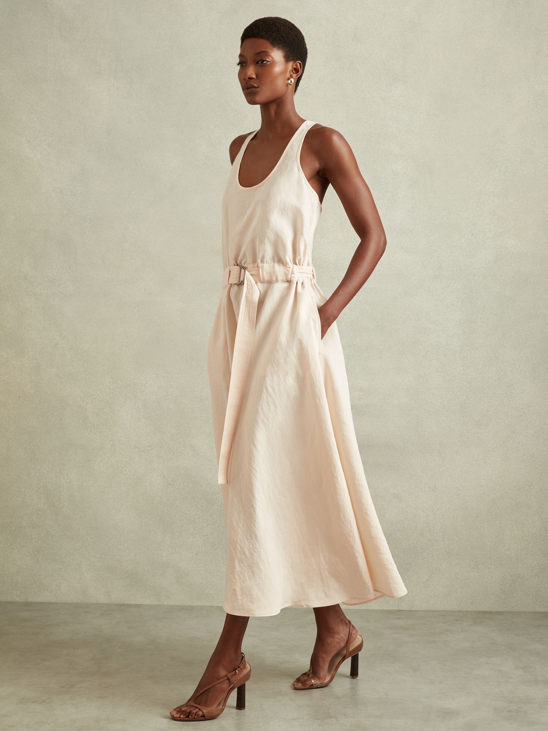 Modal Blend Parachute Midi Dress in Cream