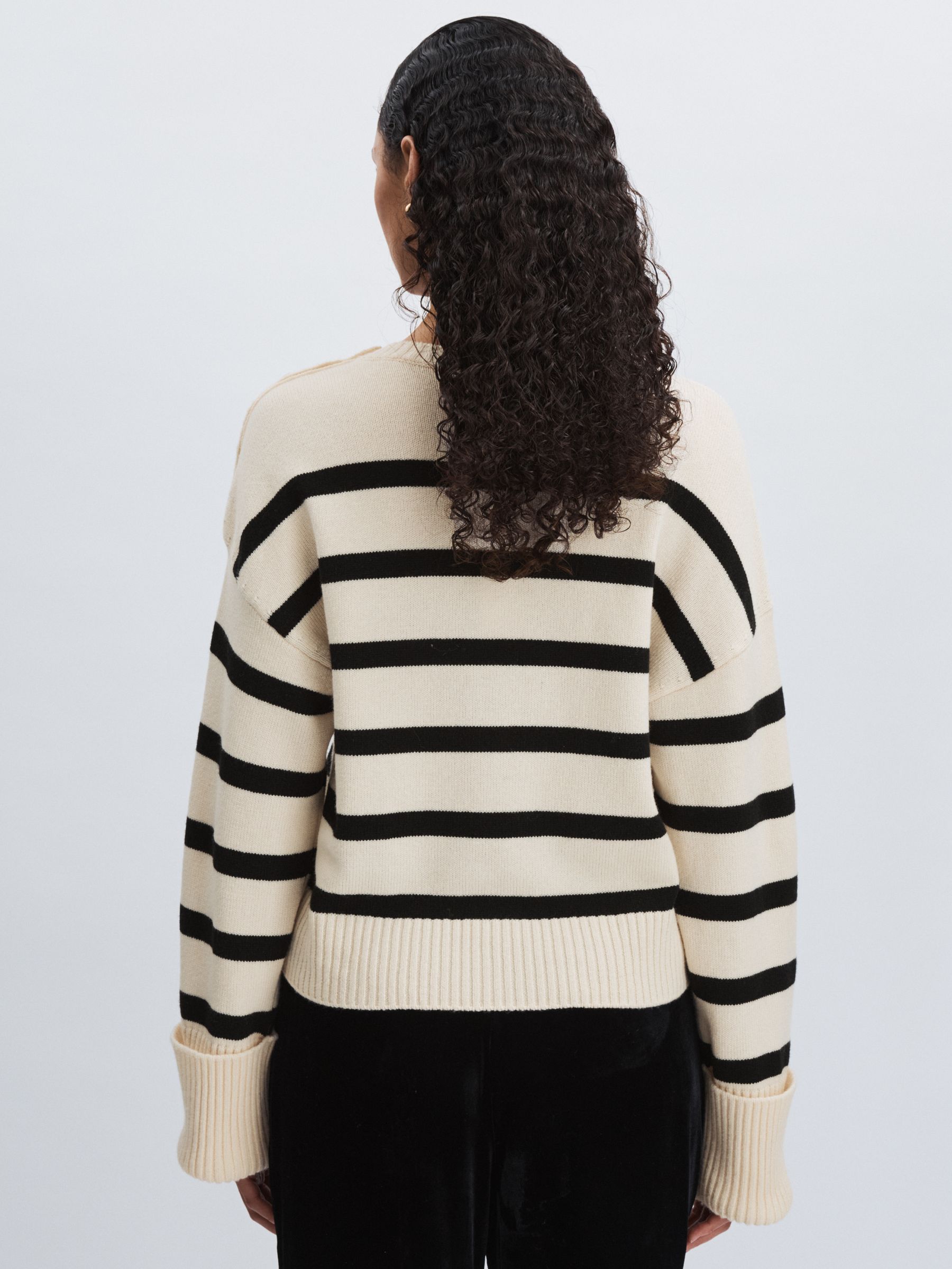 Paige Wool Blend White Jumper in White Stripes