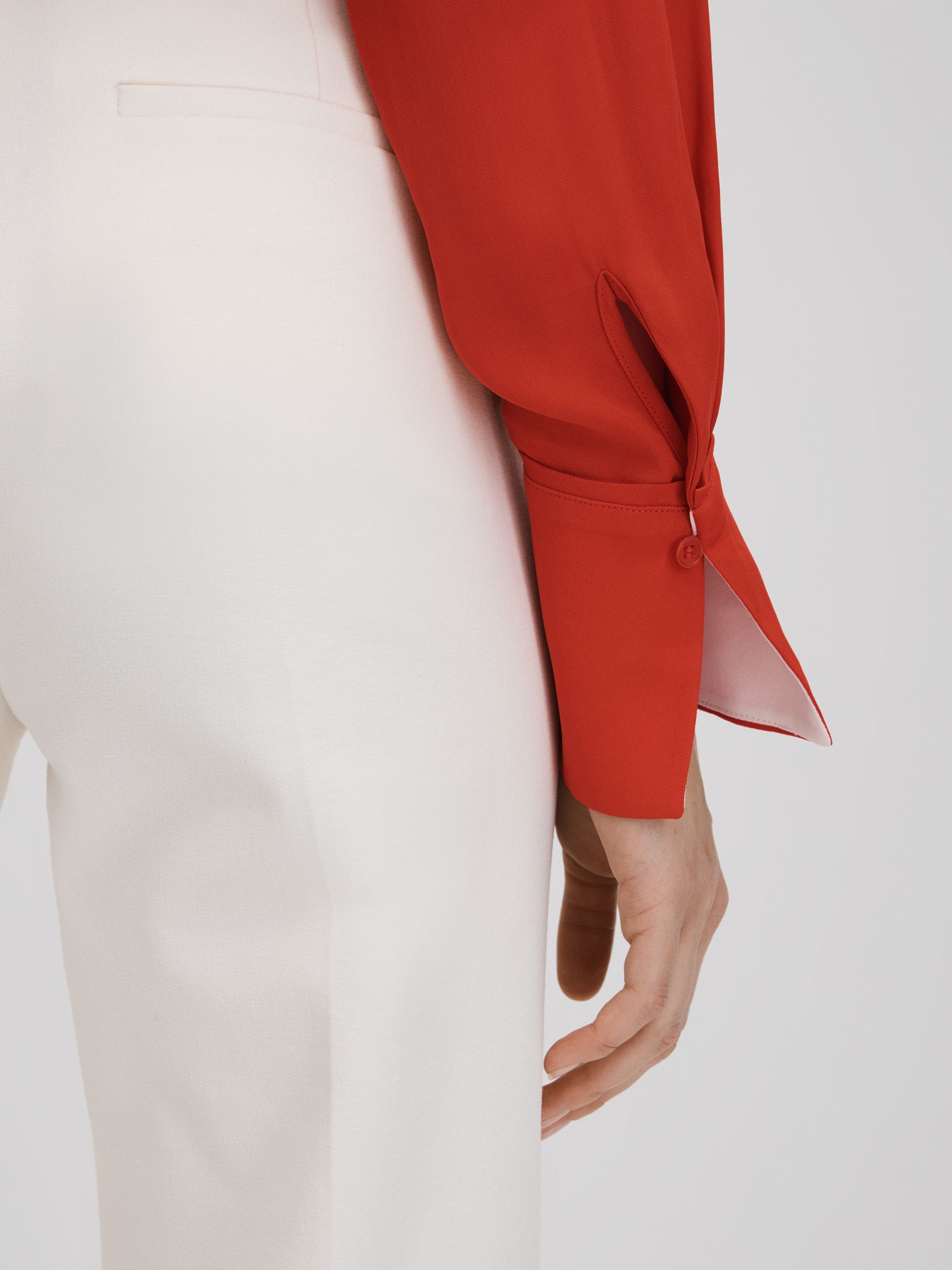 Contrast Trim Button-Through Shirt in Red