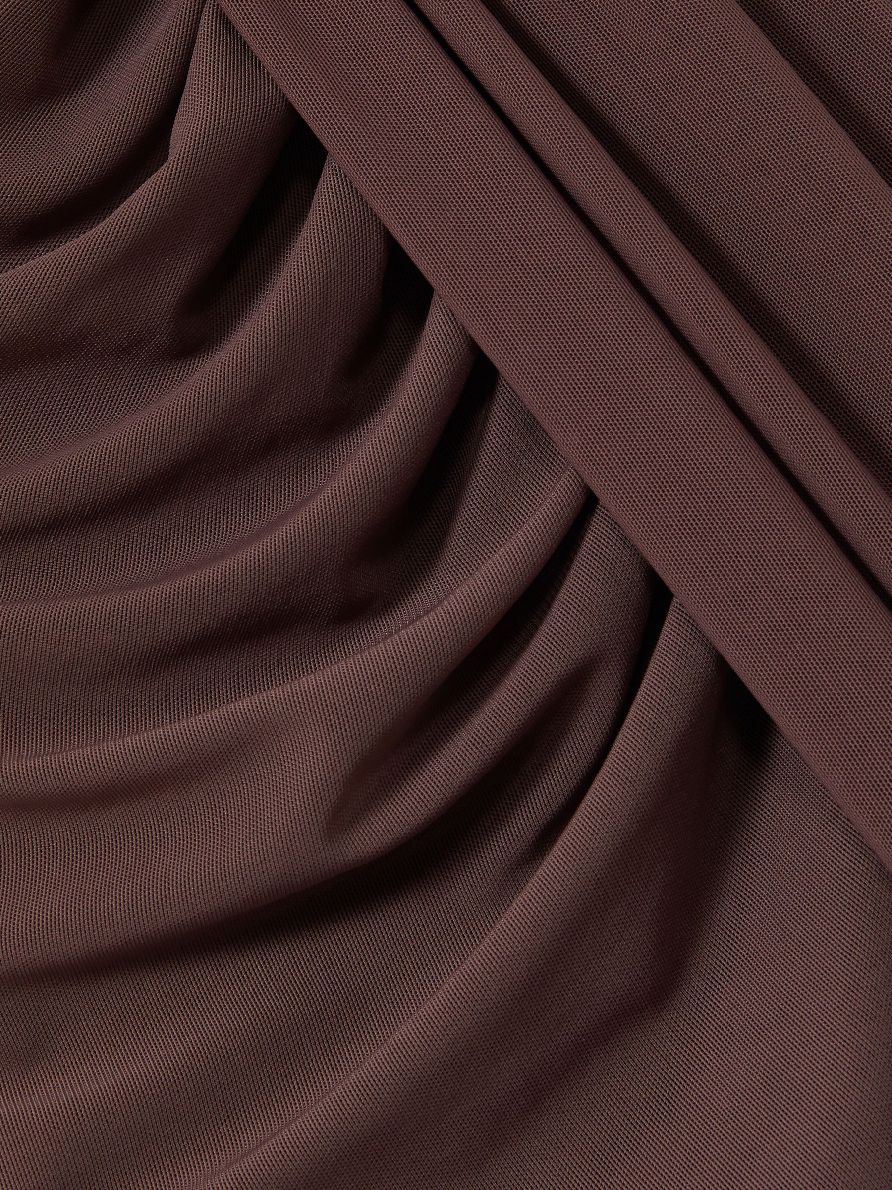 Petite Ruched Sleeveless Maxi Dress in Taupe