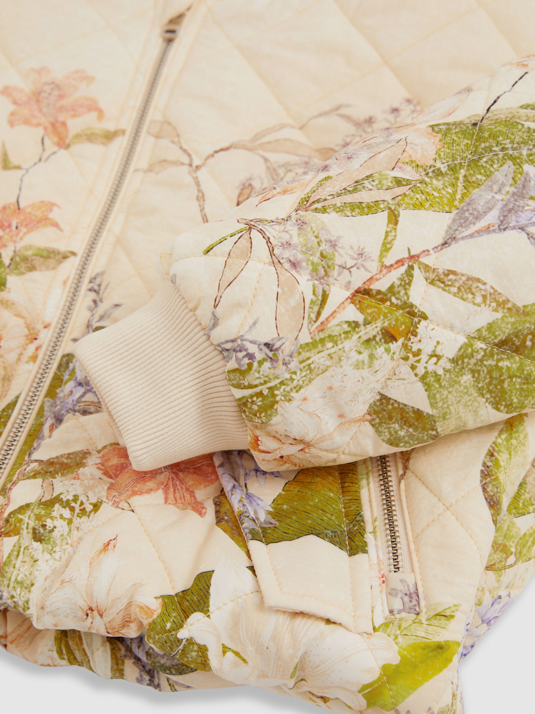 9-13 yrs Quilted Printed Bomber Jacket in Pink Print