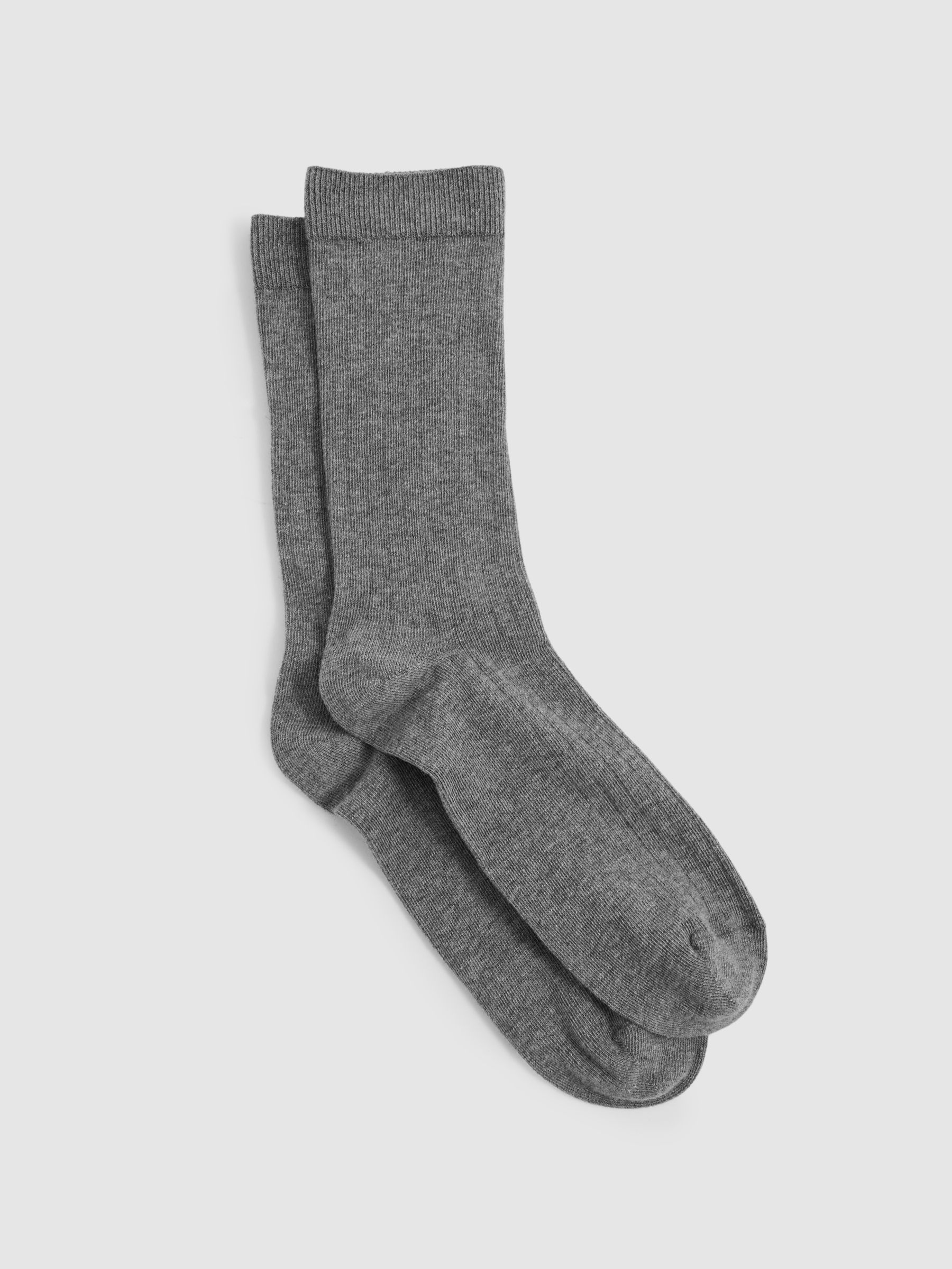 Cotton Blend Ribbed Loafer Socks in Charcoal