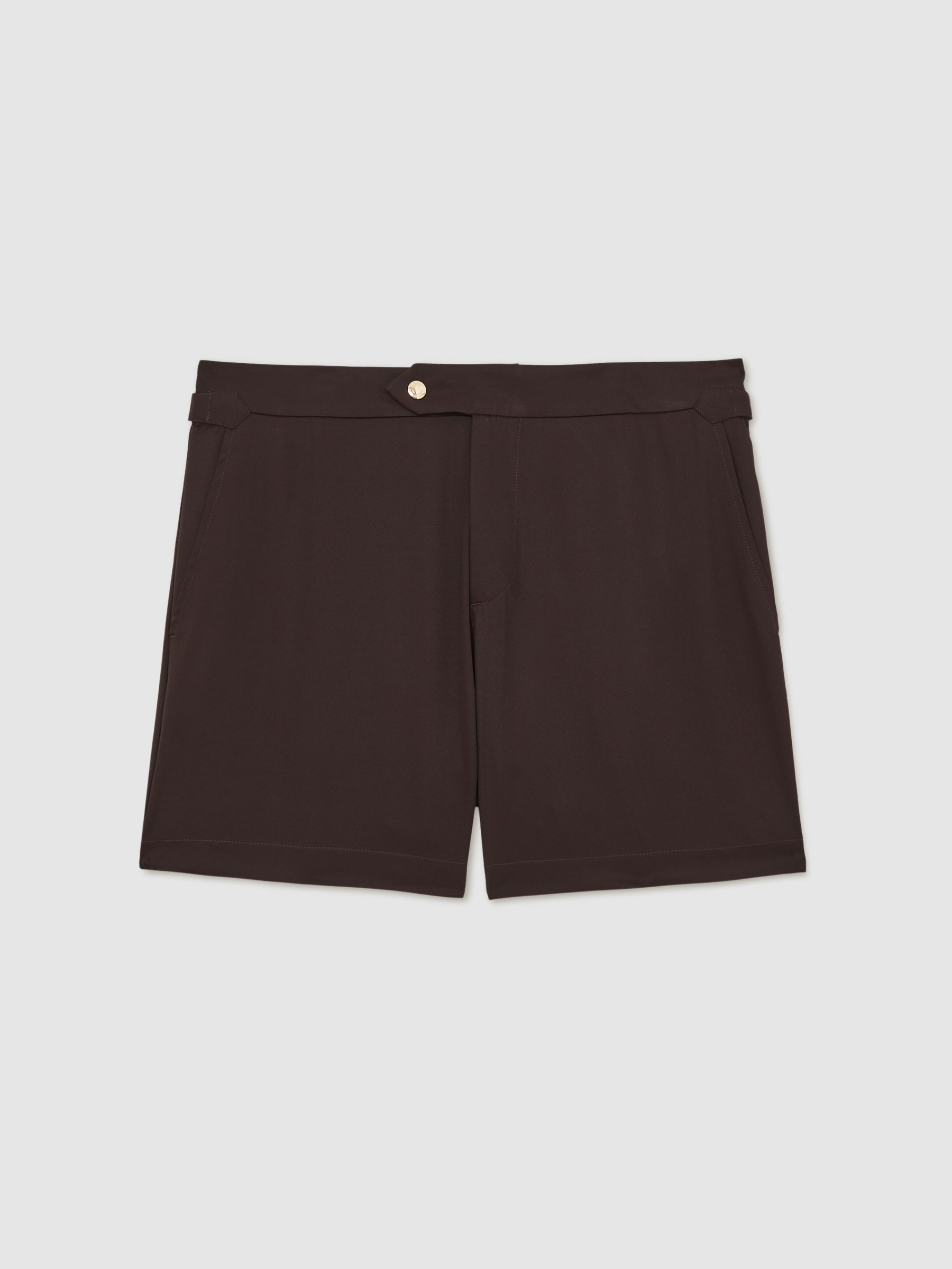 Side-Adjuster Swim Shorts in Chocolate Brown