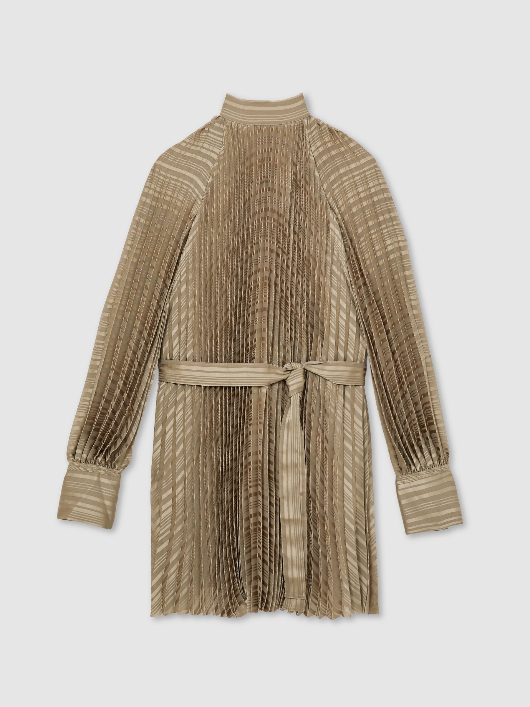 Pleated Belted Mini Dress in Sage