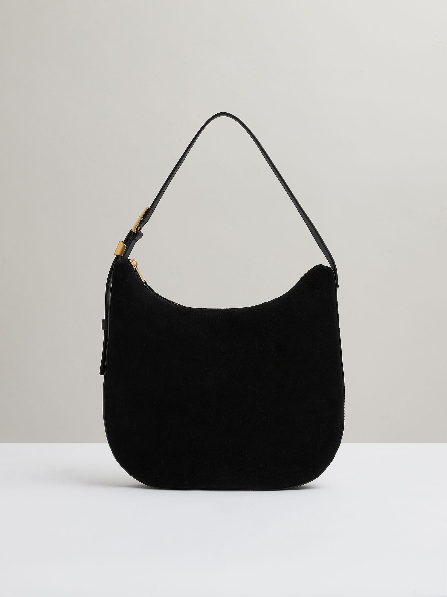 Leather and Suede Shoulder Bag in Black