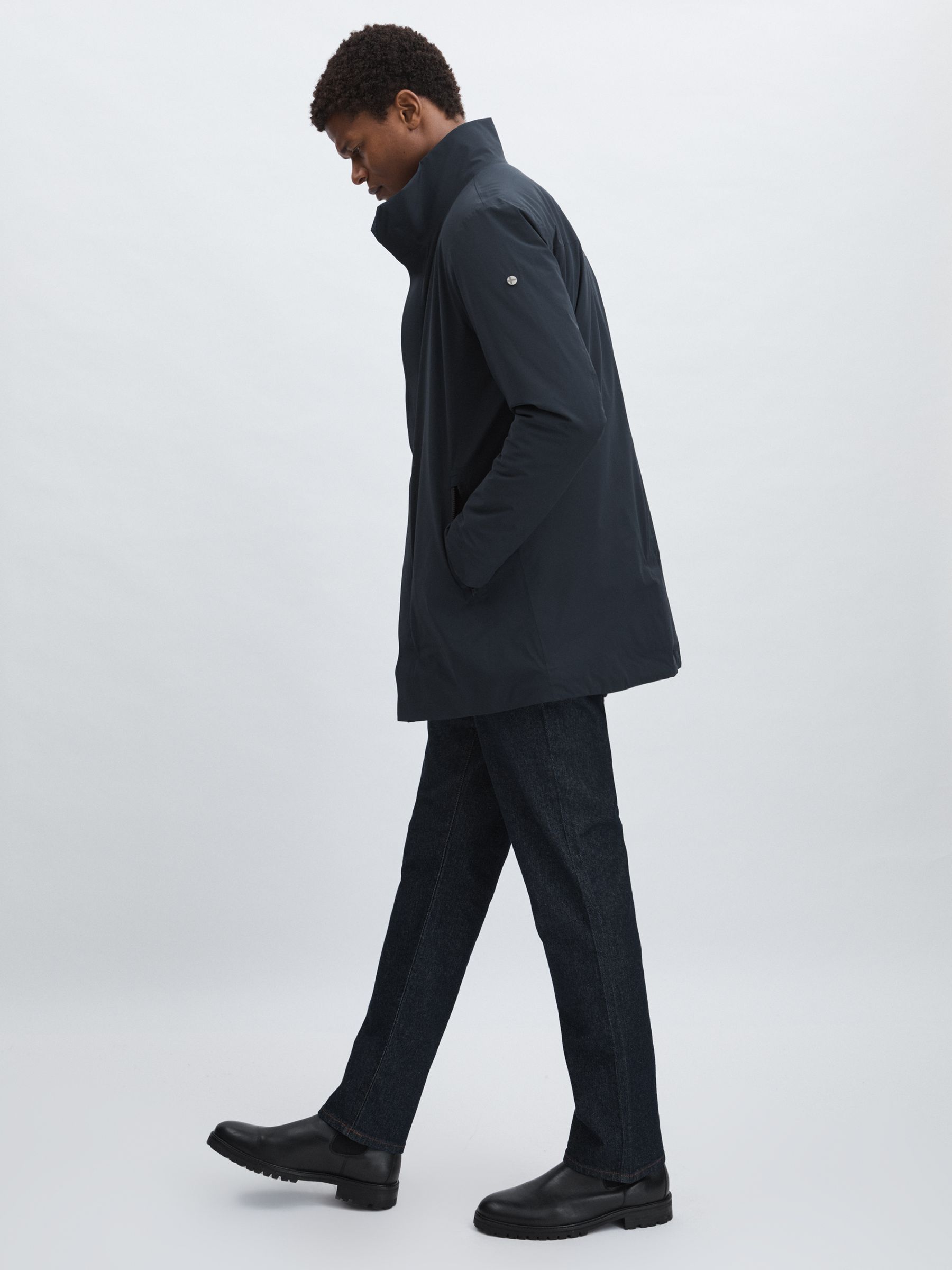 Scandinavian Edition Padded Wool Parka in Dark Blue