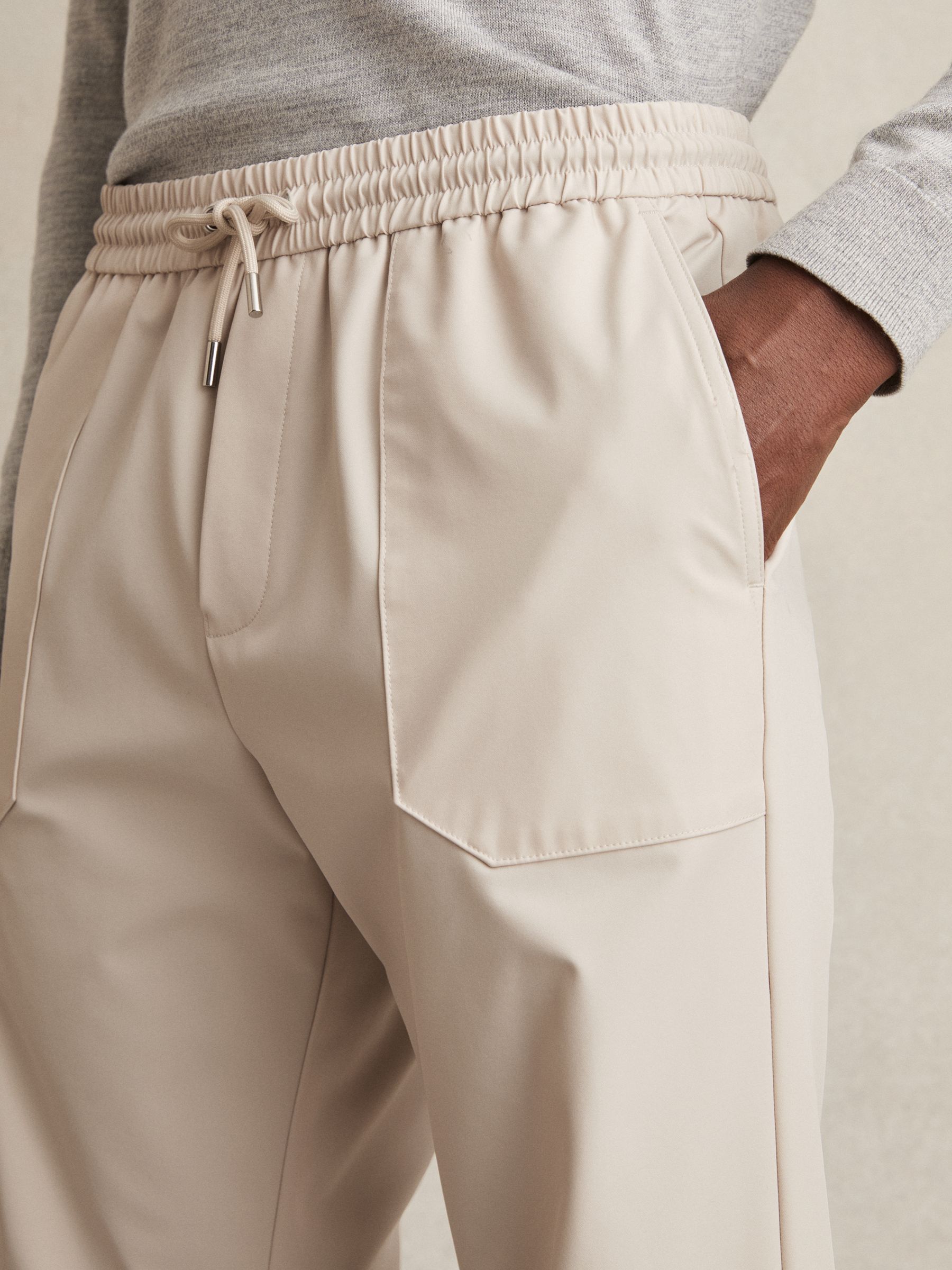 Stretch-Nylon Cuff Trousers in Stone