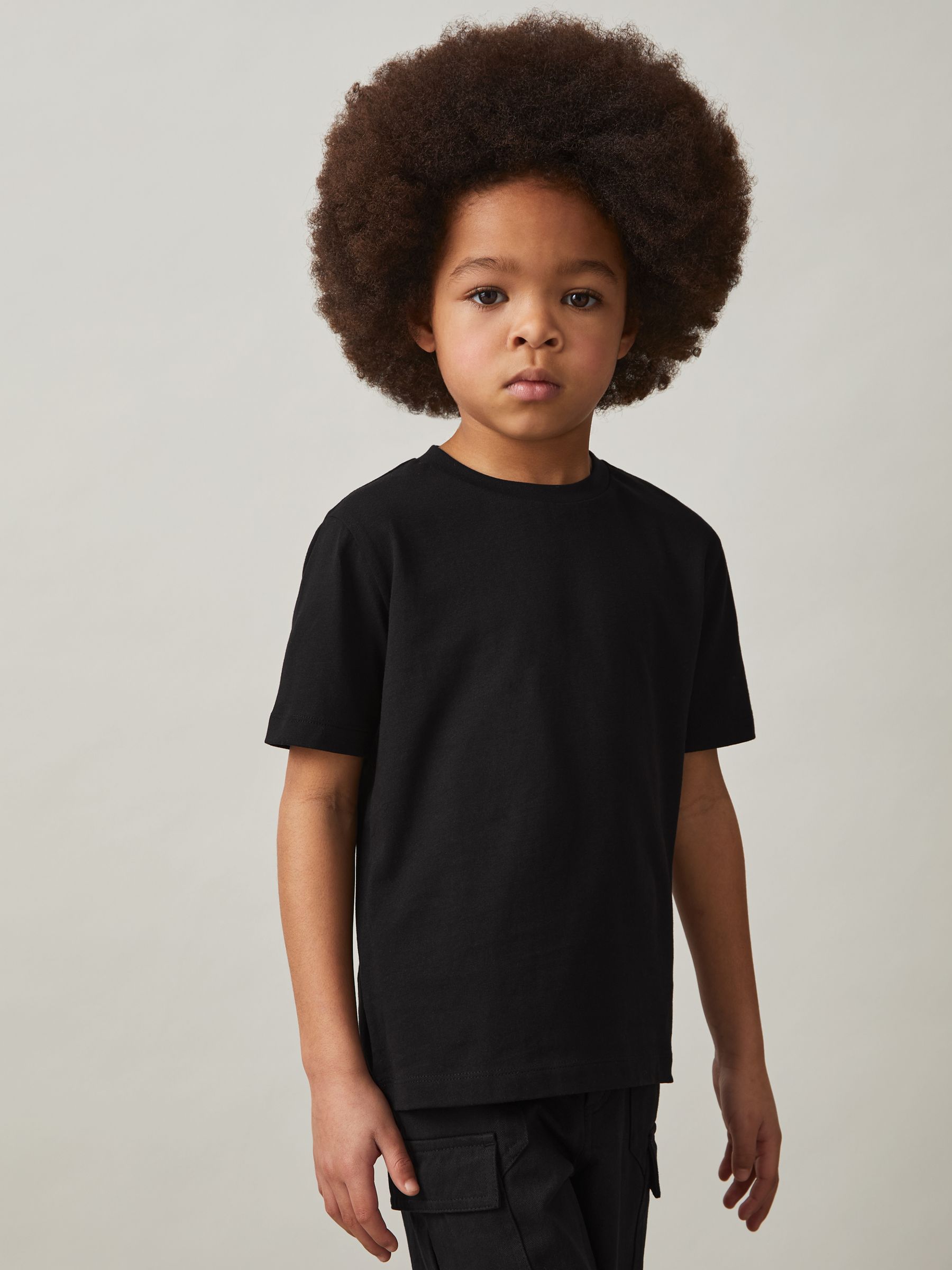 9-13 yrs Cotton Crew-Neck T-Shirt in Black