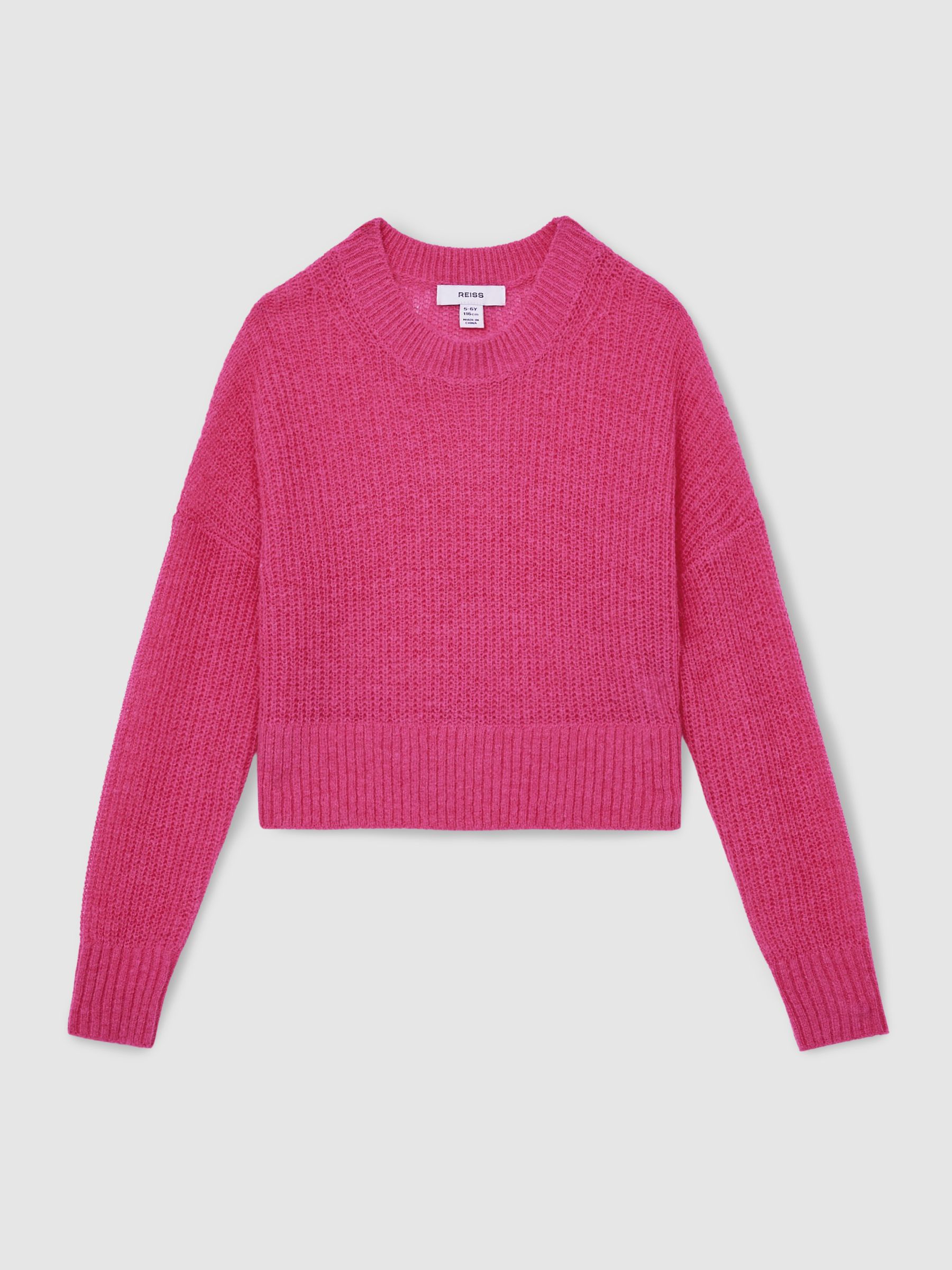 4-9 yrs Rib-Knit Jumper With Wool and Alpaca in Pink