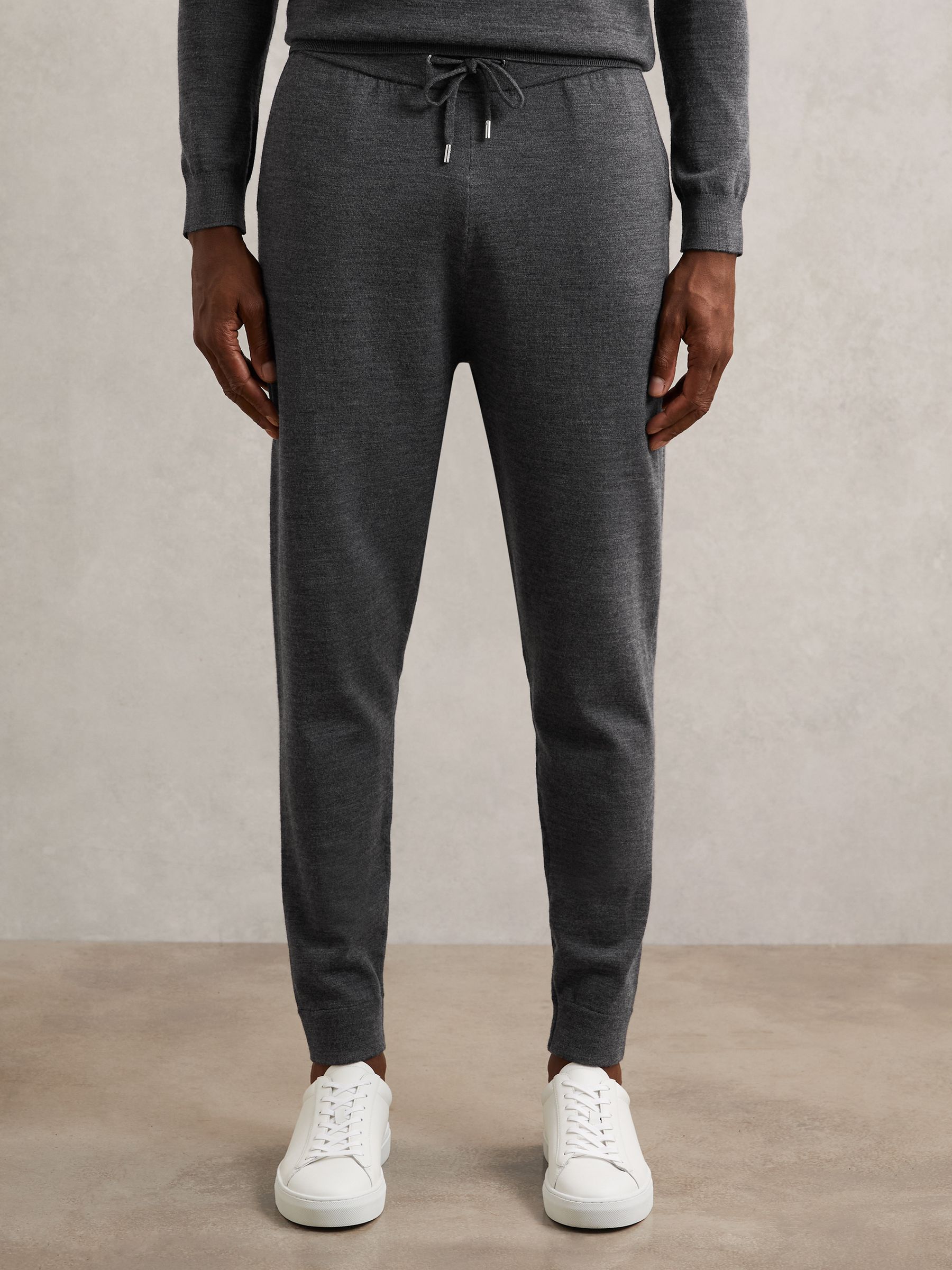 Merino Wool-Blend Cuffed Joggers in Derby Grey Melange