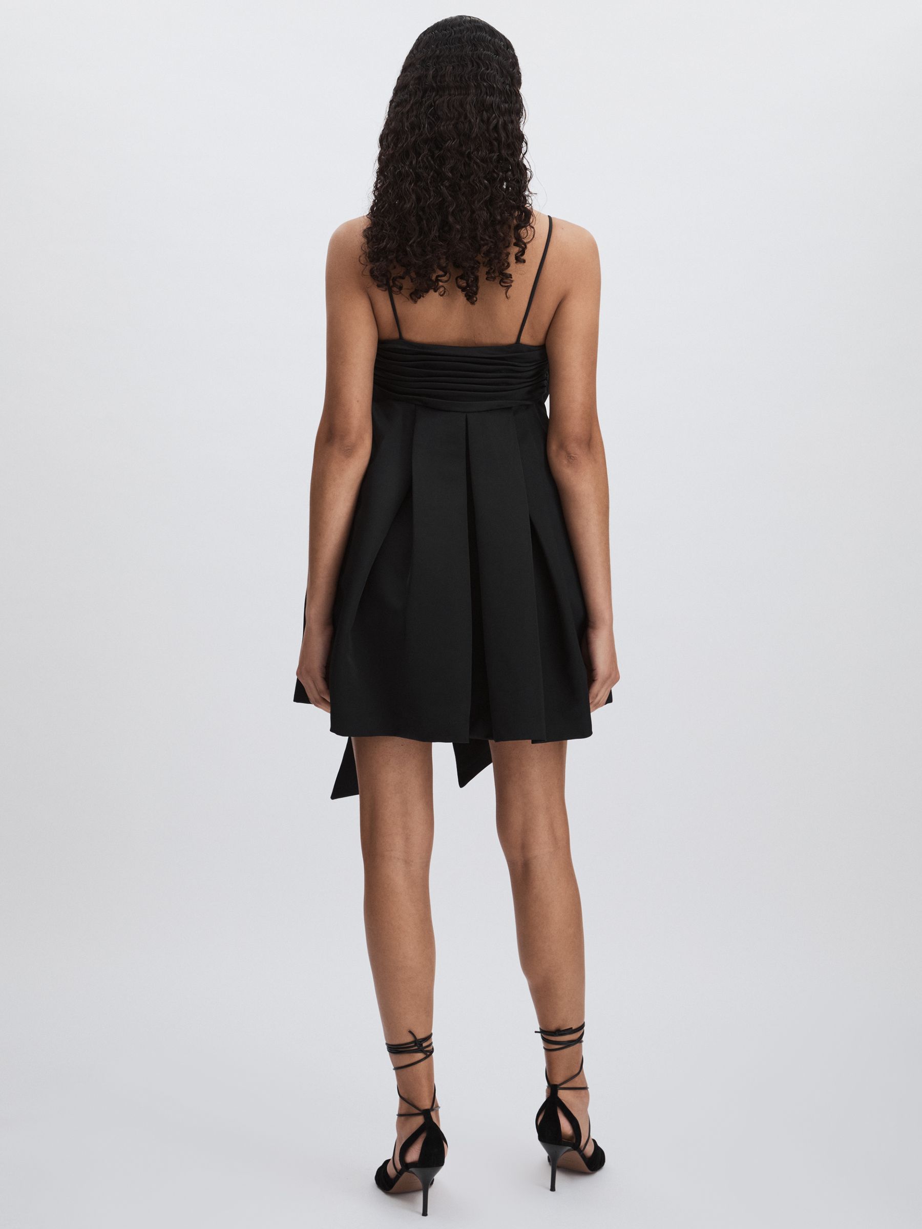 Amur Satin Babydoll Bow Dress in Black