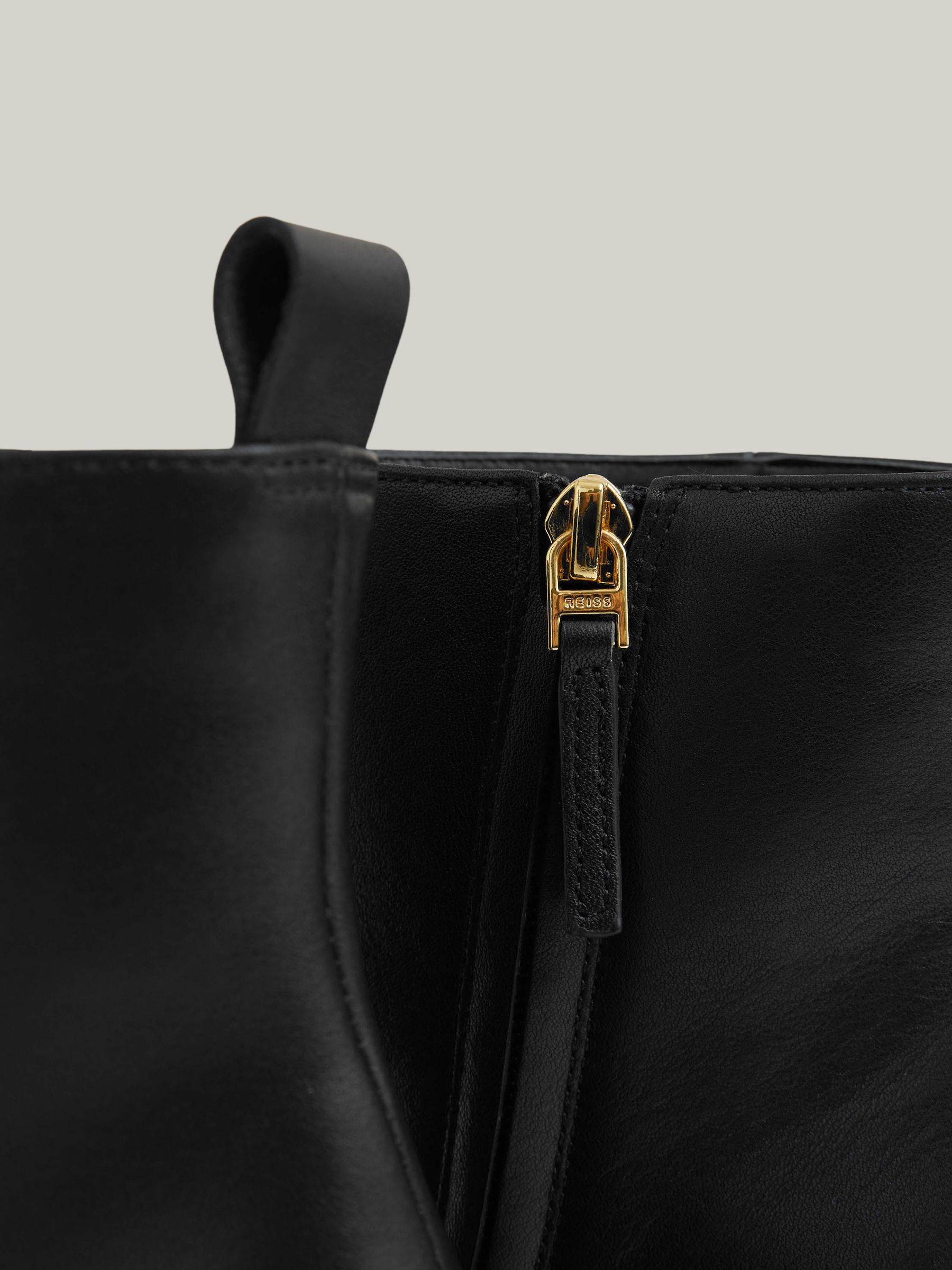 Leather Blocked Heel Ankle Boots in Black