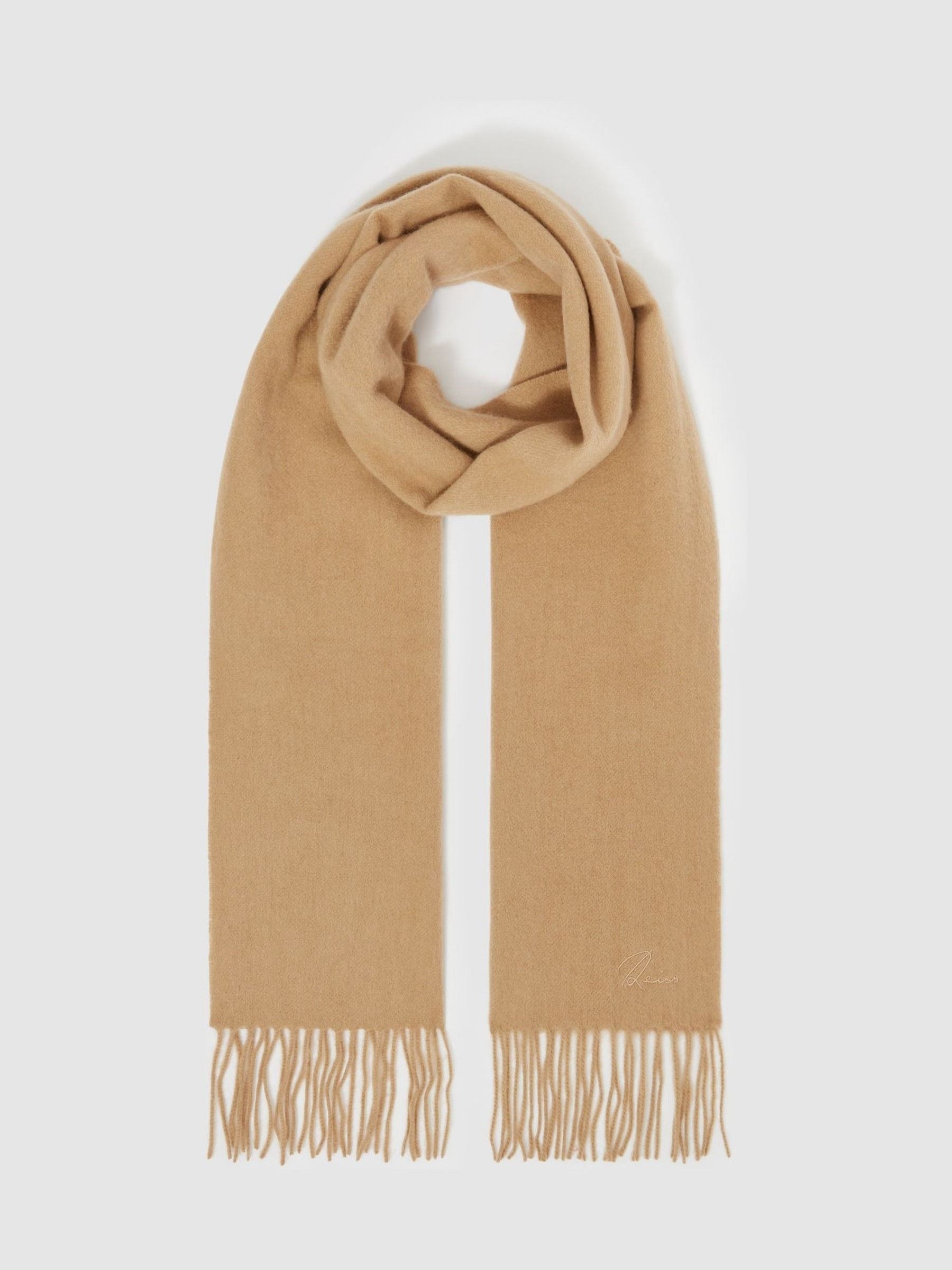 Wool and Cashmere Scarf in Soft Camel