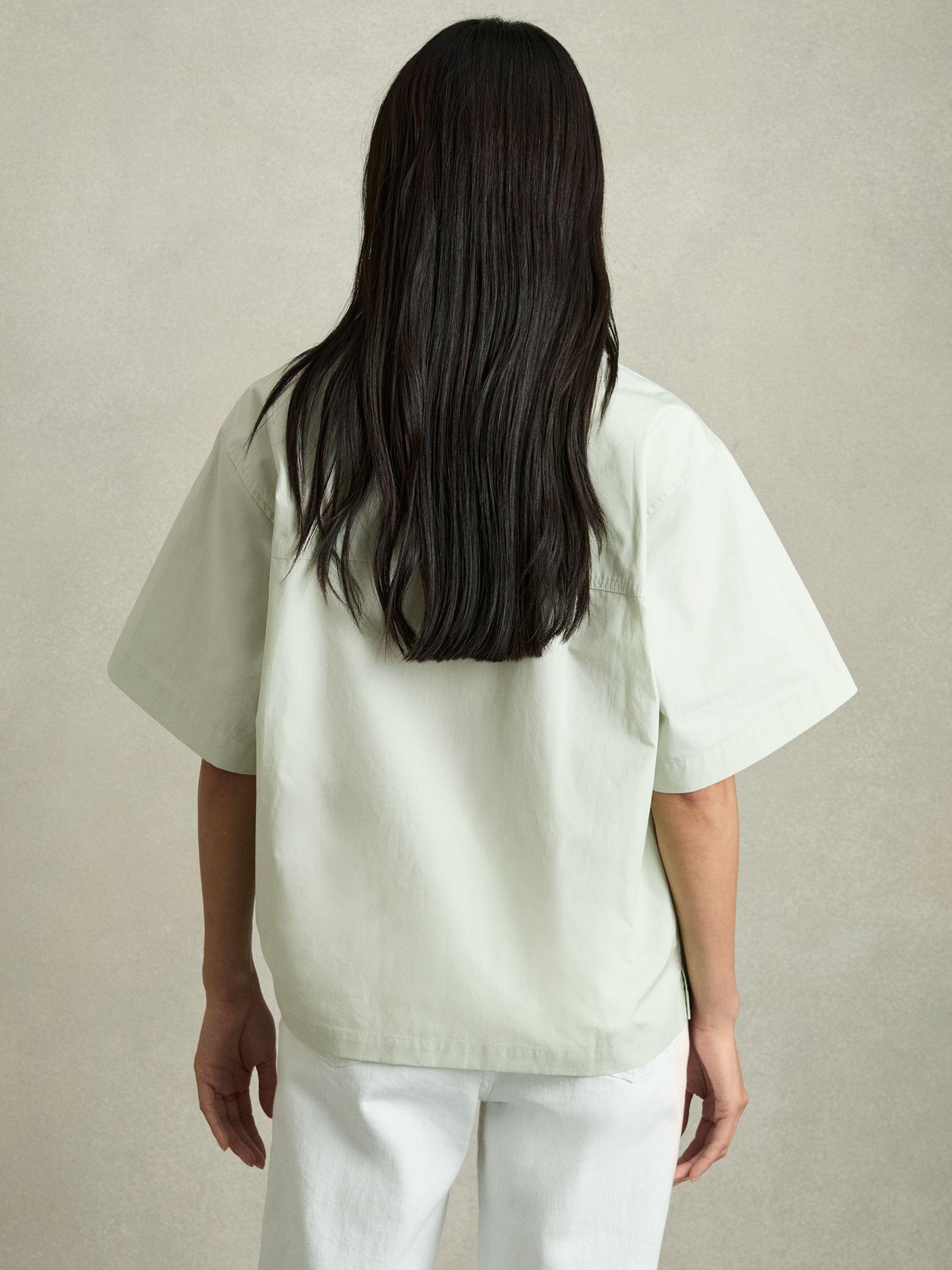 Cotton Short-Sleeve Shirt in Green