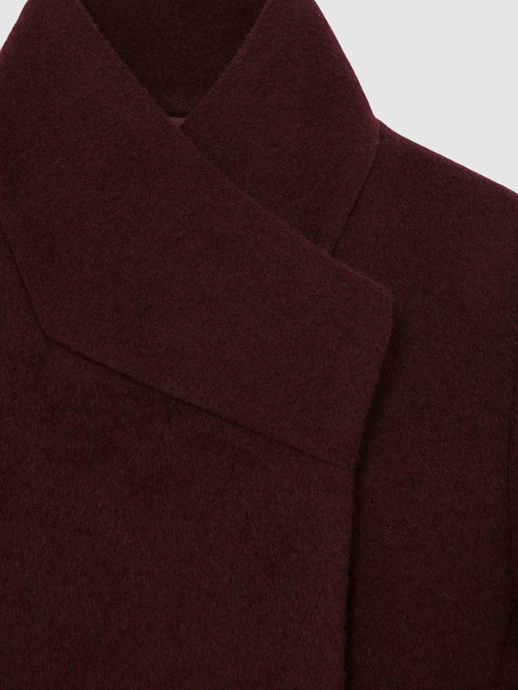 Wool-Blend Funnel-Neck Coat in Burgundy