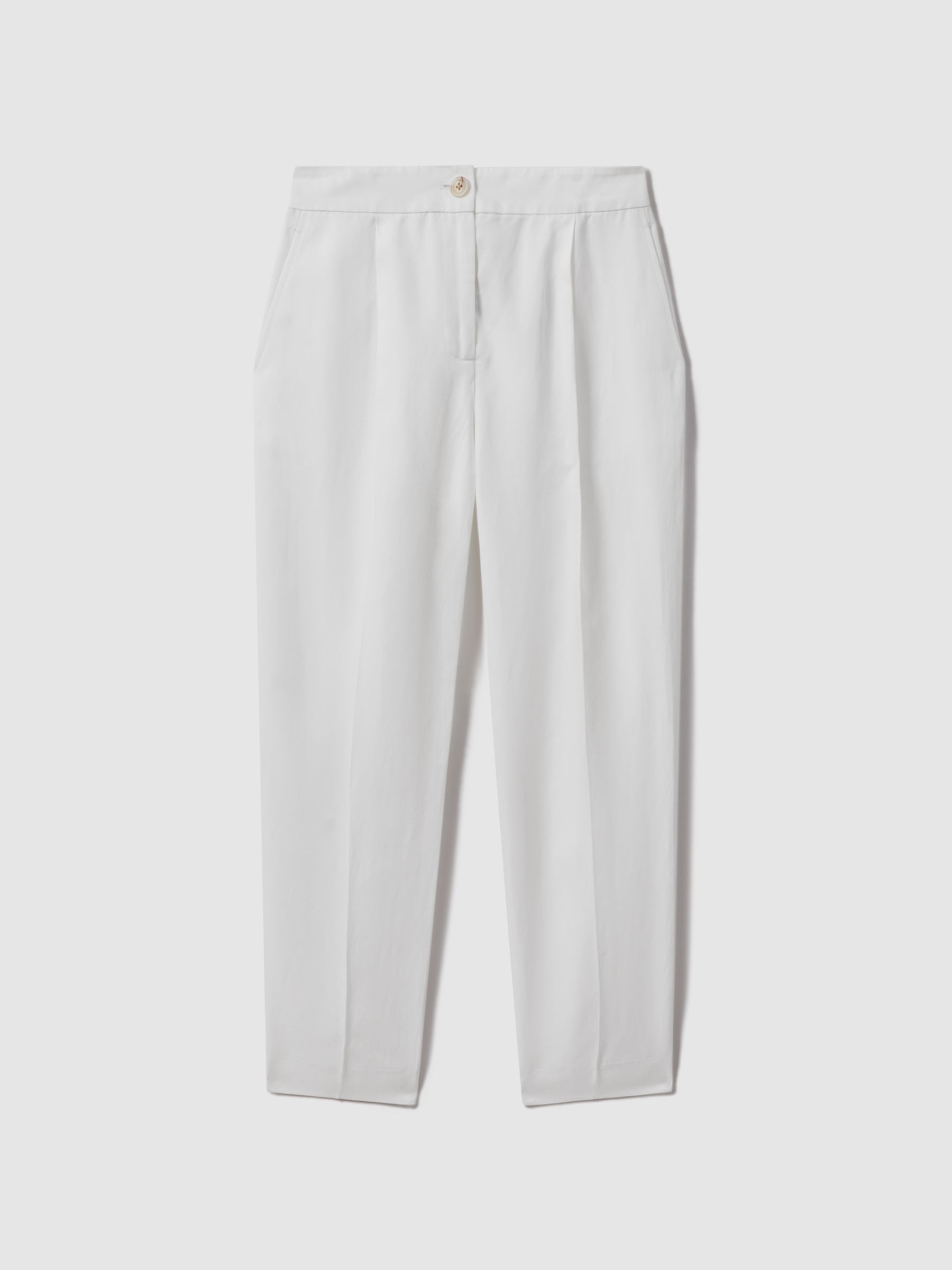 Tapered Suit Trousers with TENCEL? Fibers in White