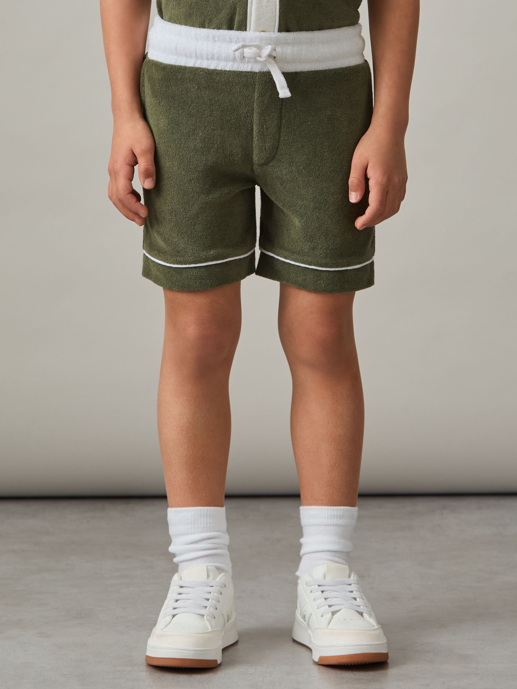 3-9 yrs Velour Colour-Block Shorts in Green Multi