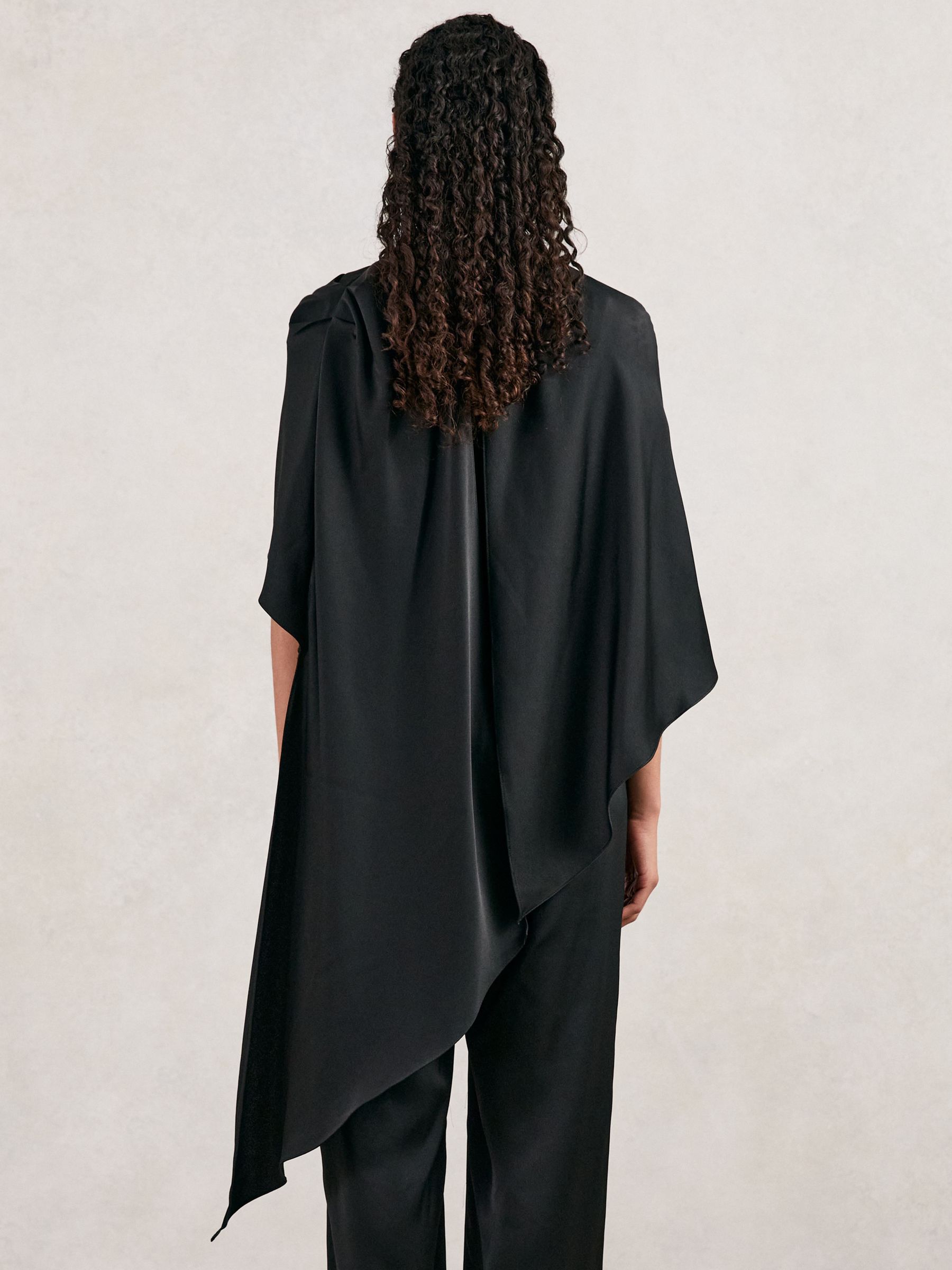 Halston Crepe Wide Leg Cape Jumpsuit in Black