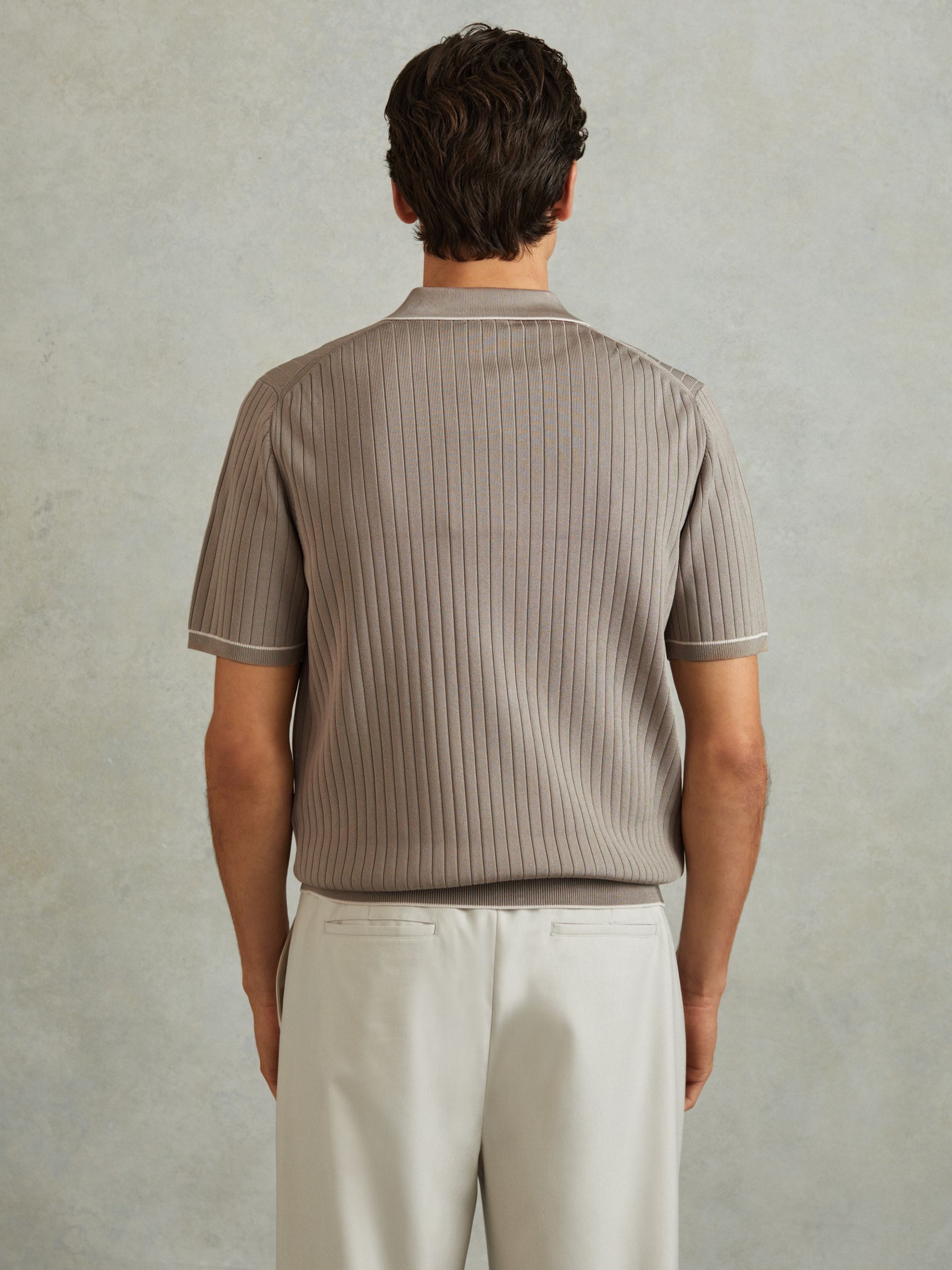 Ribbed Dual Zip-Front Shirt in Stone