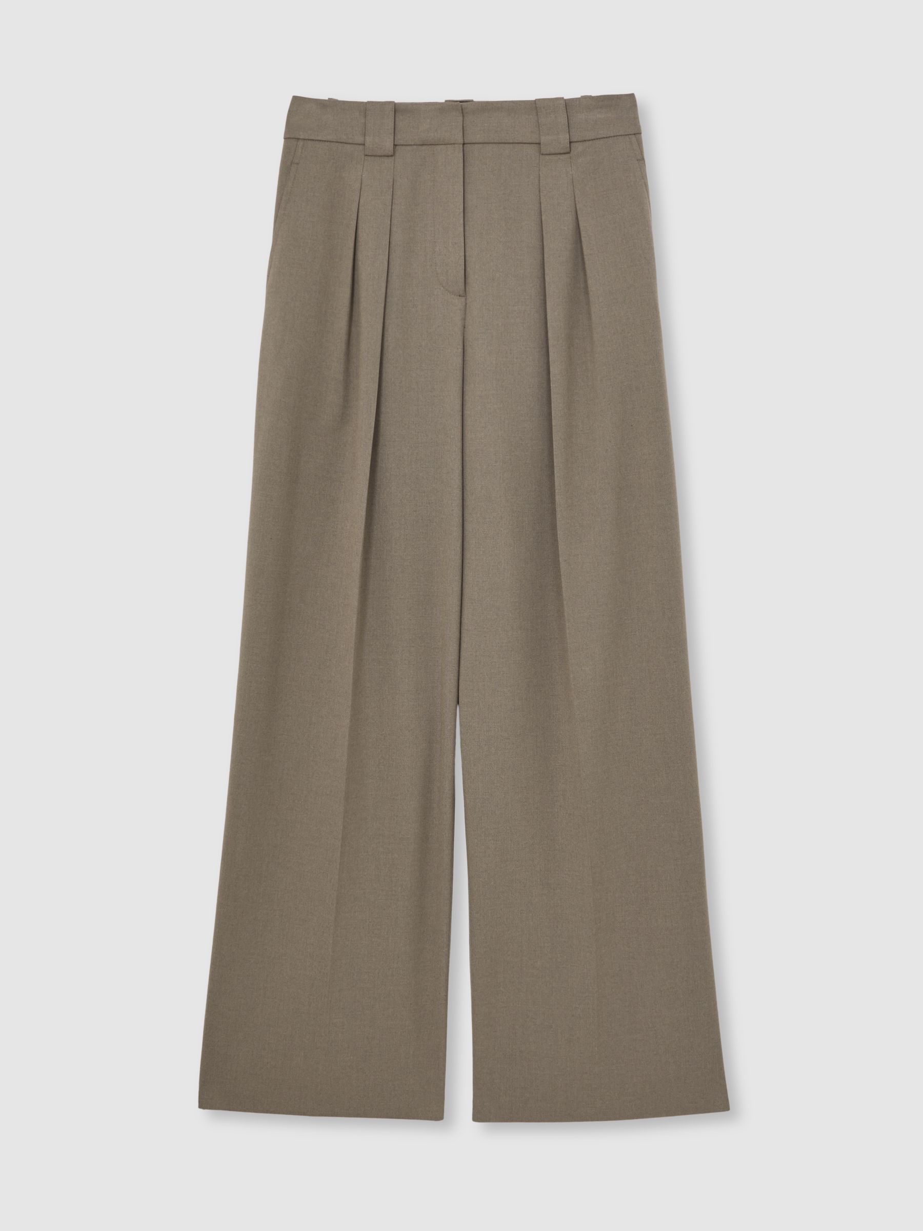 Wide Leg Pleated Trousers in Neutral