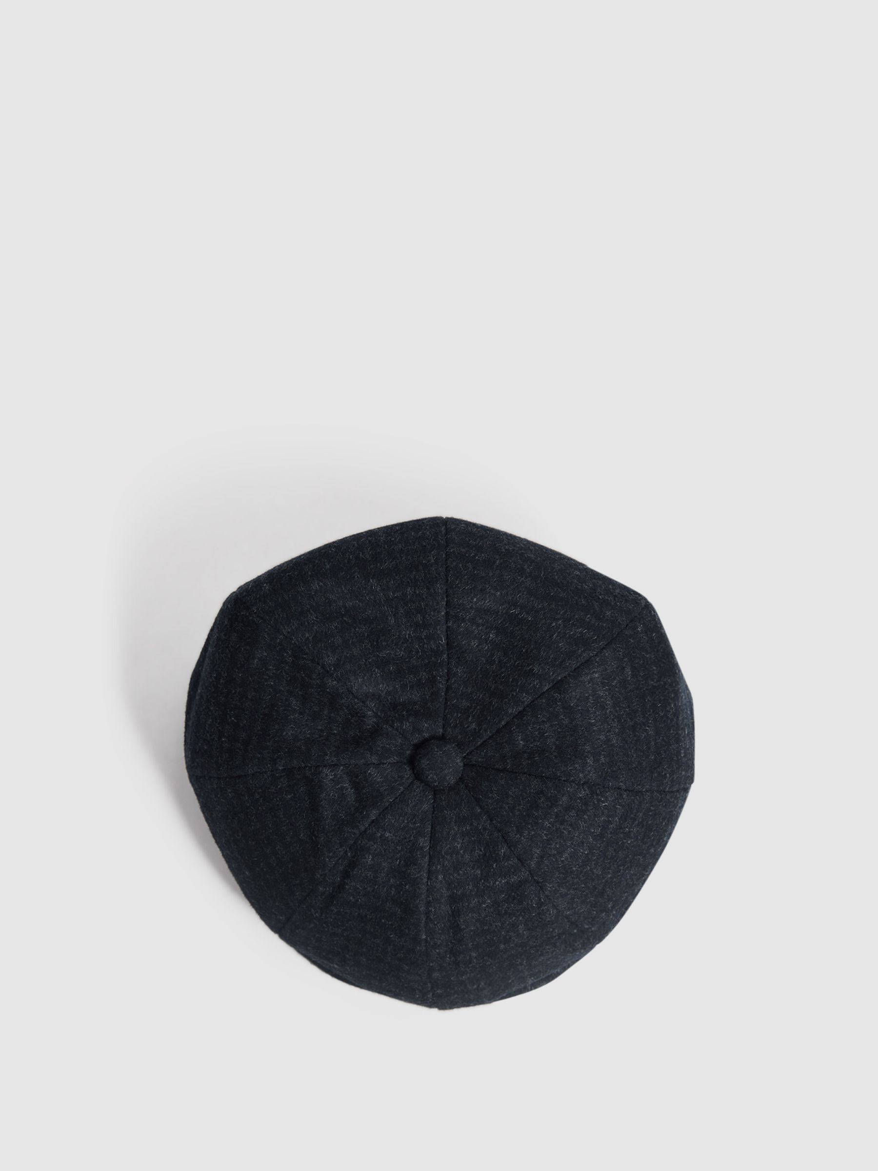 Wool Blend Baker Boy Cap in Navy