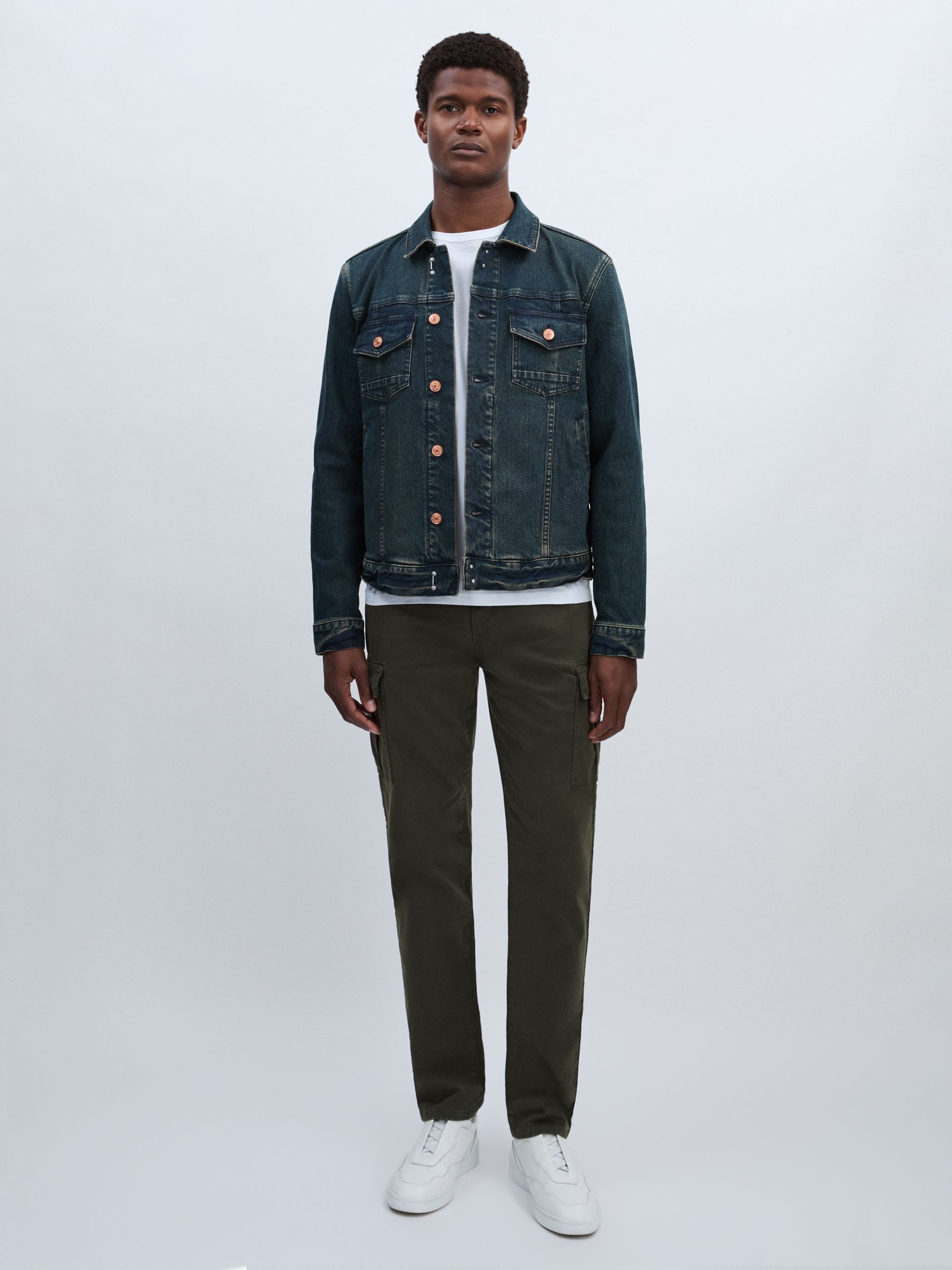 Paige Stretch-Cotton Slim Cargo Trousers in Khaki