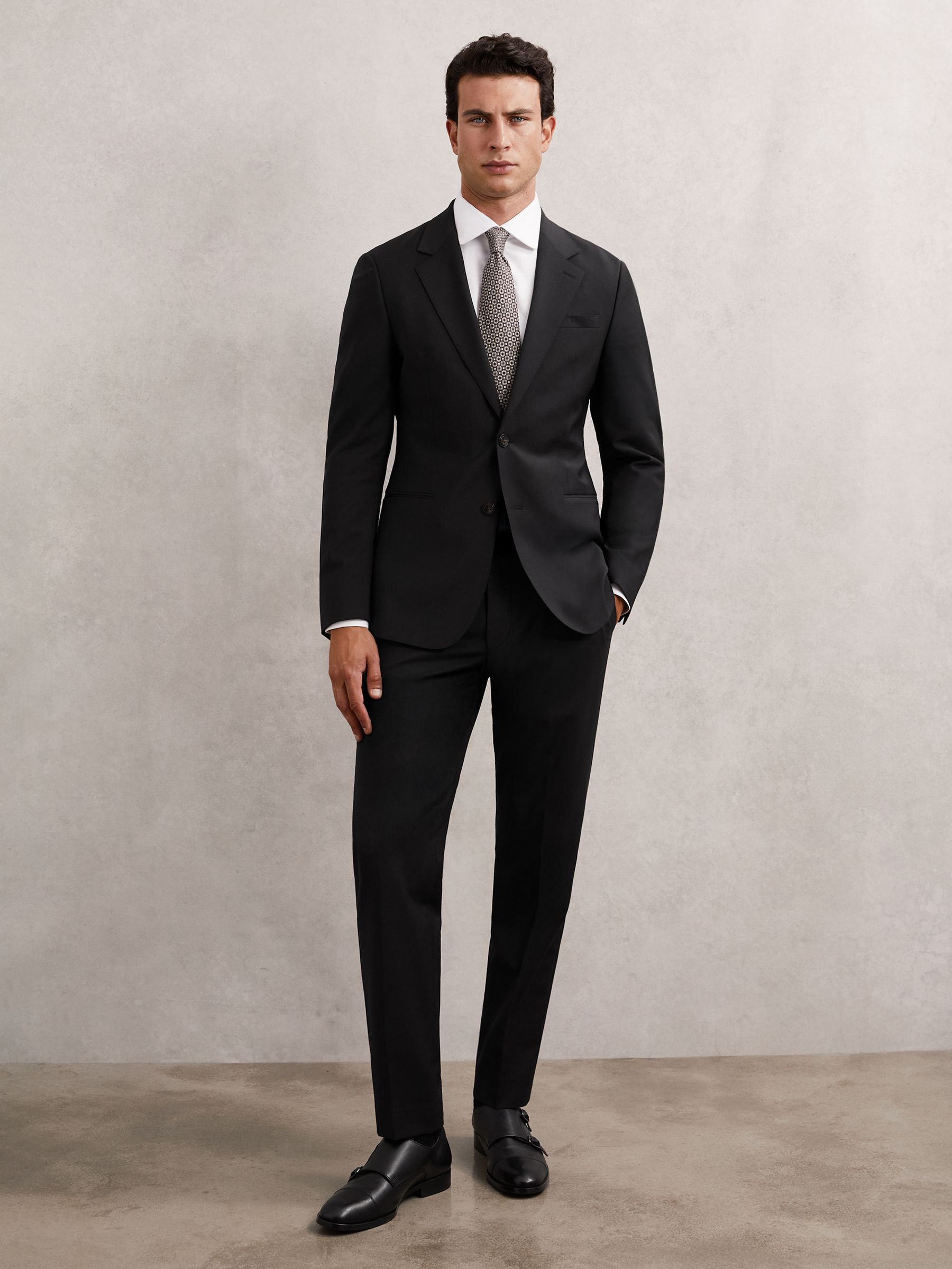 Slim-Fit Wool-Blend Suit Trousers in Black