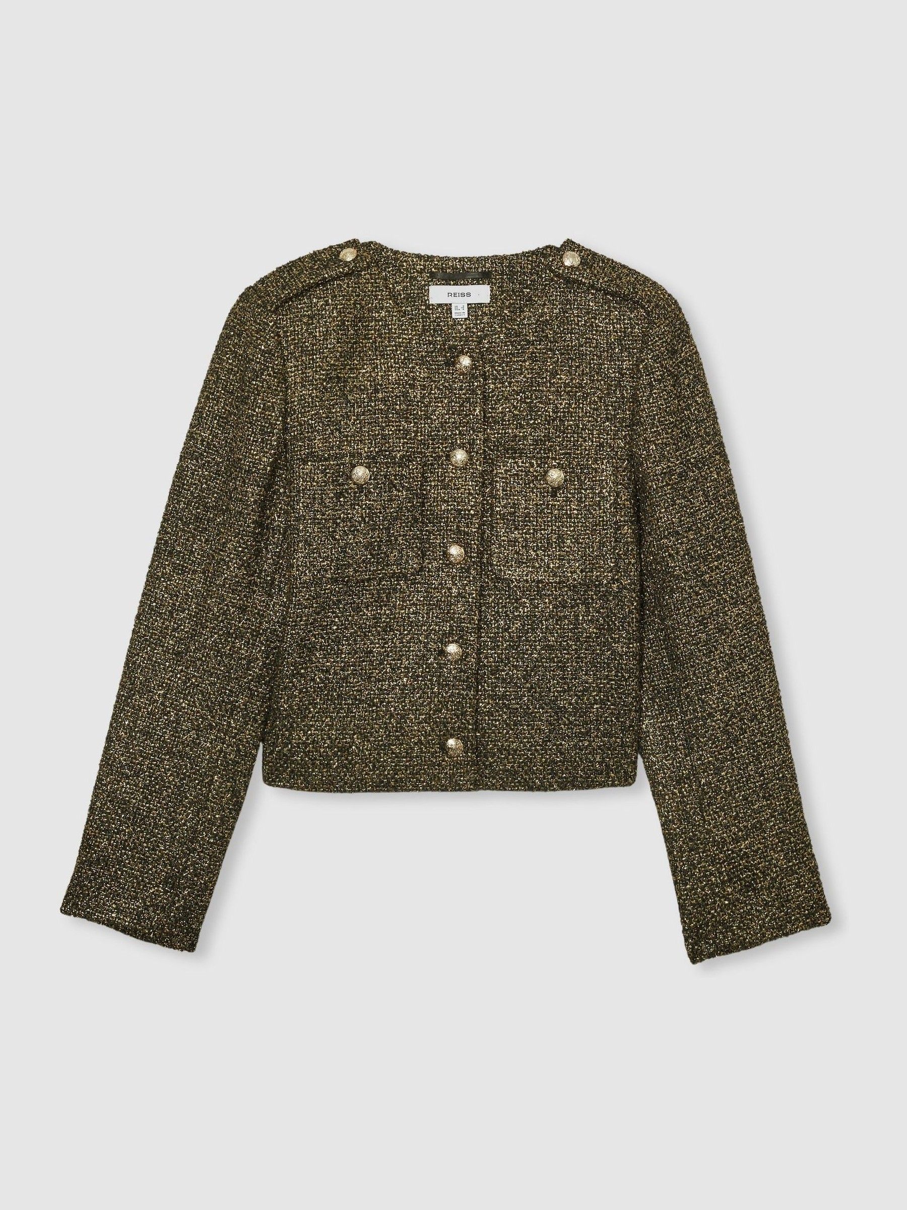 Lamé-Tweed Jacket in Gold