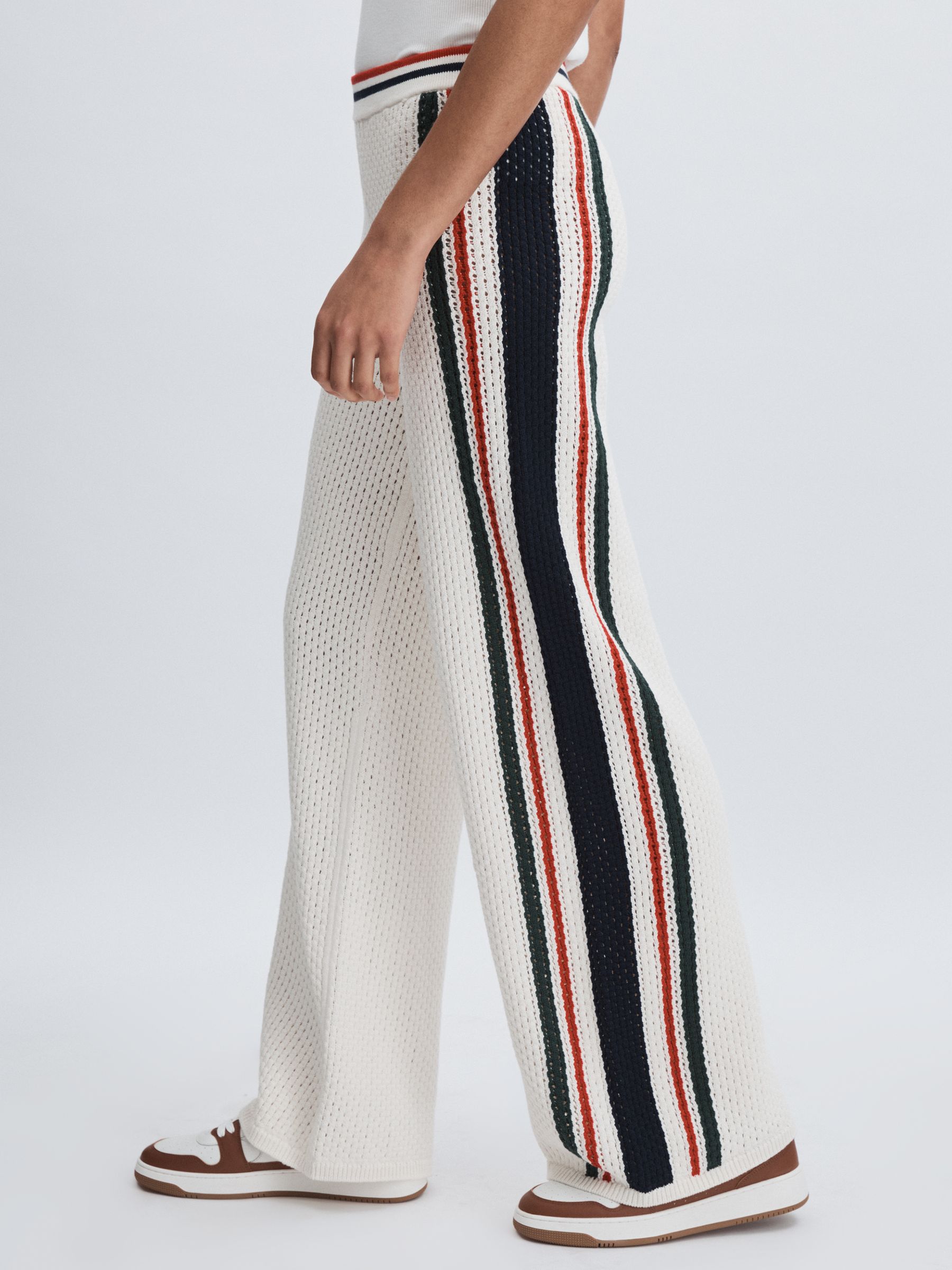 The Upside Cotton Open-Knit Track Joggers in White