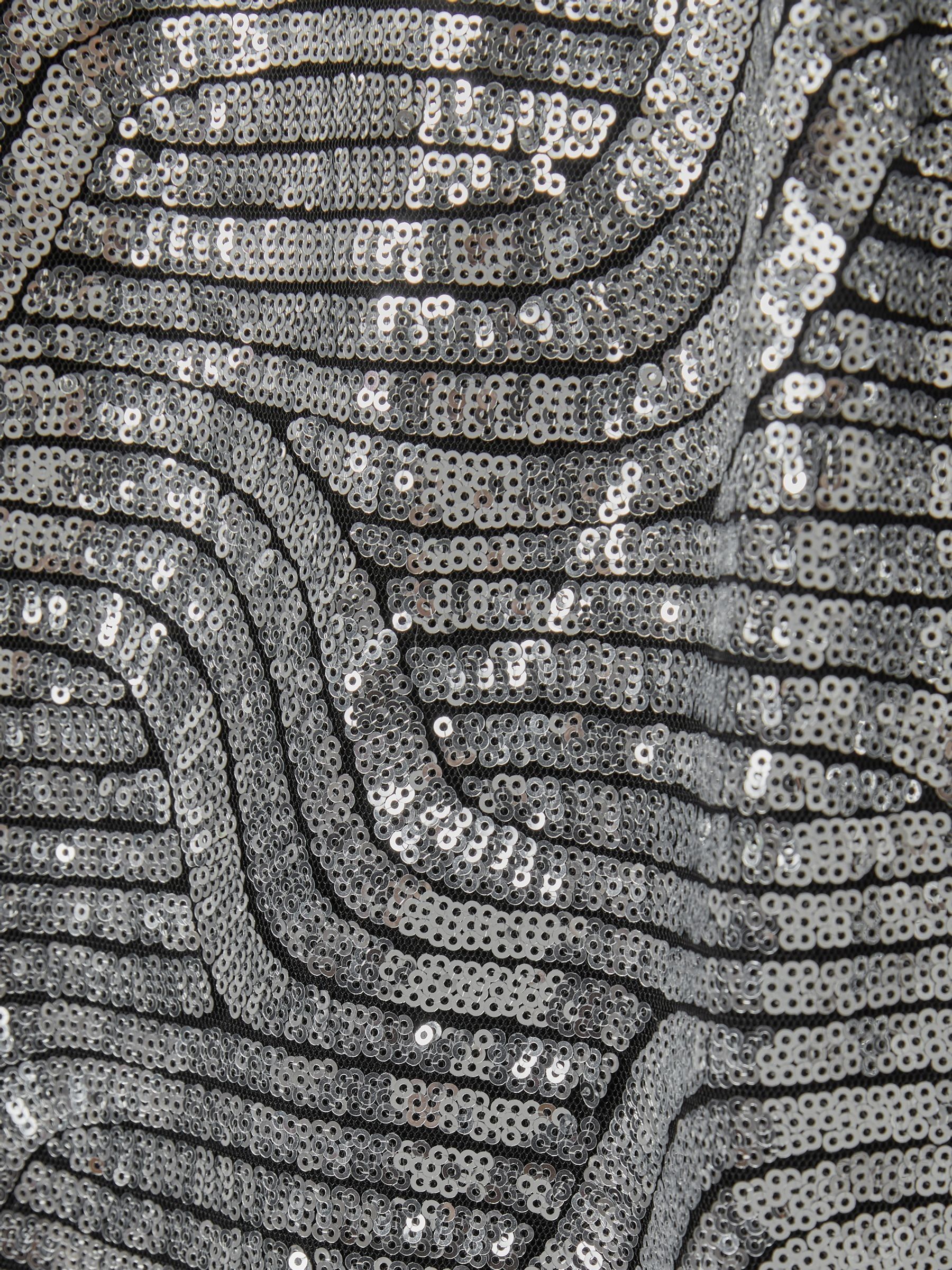 Halston Sequin Mini Dress in Silver