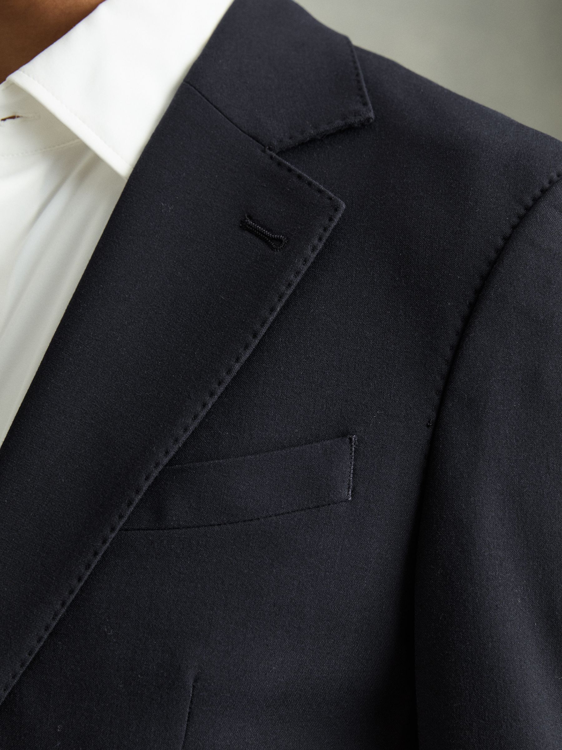 Single-Breasted Stretch Suit Blazer Slim-Fit in Navy