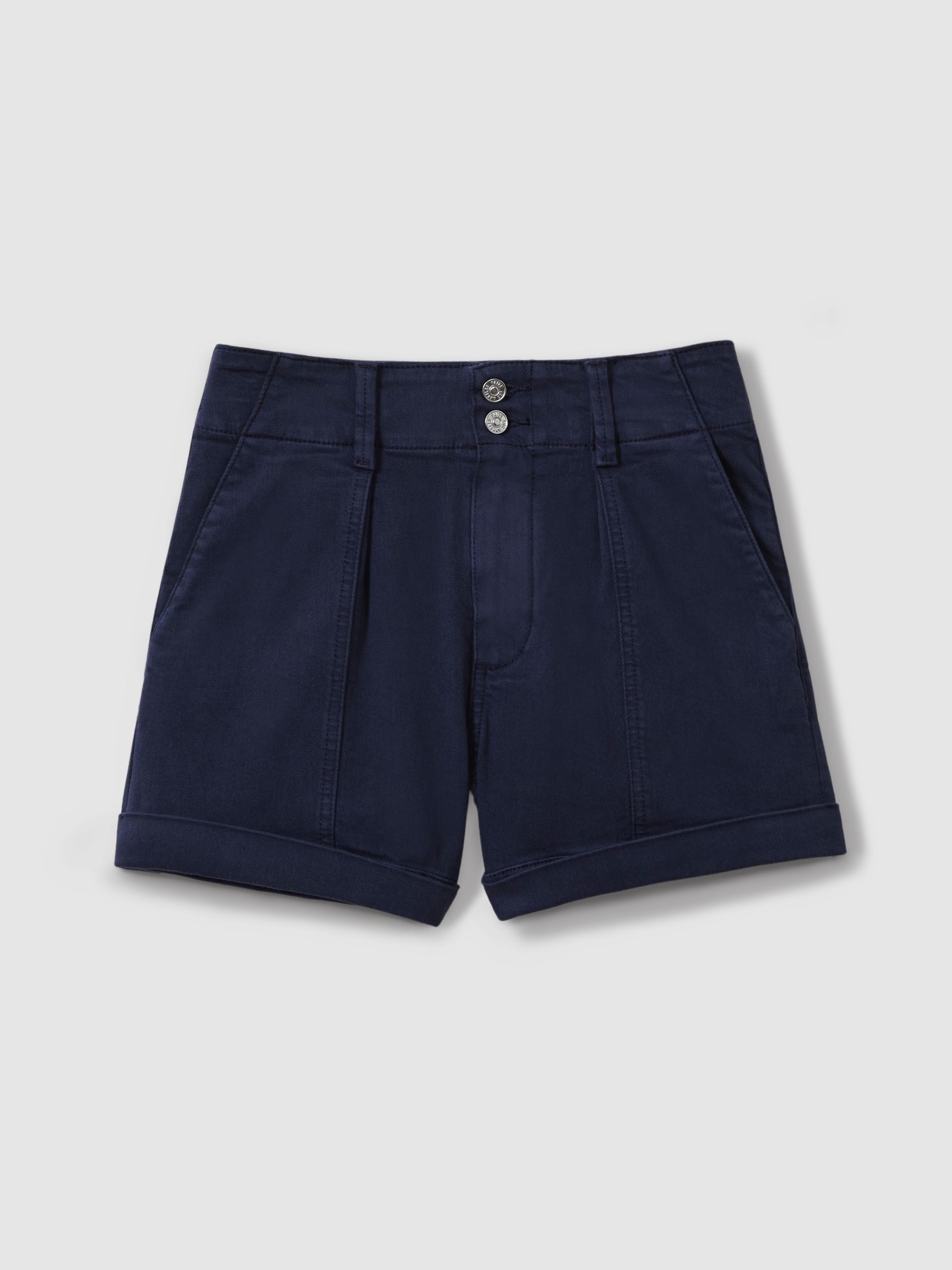 Paige High Rise Shorts With Turned-Up Hems in Navy
