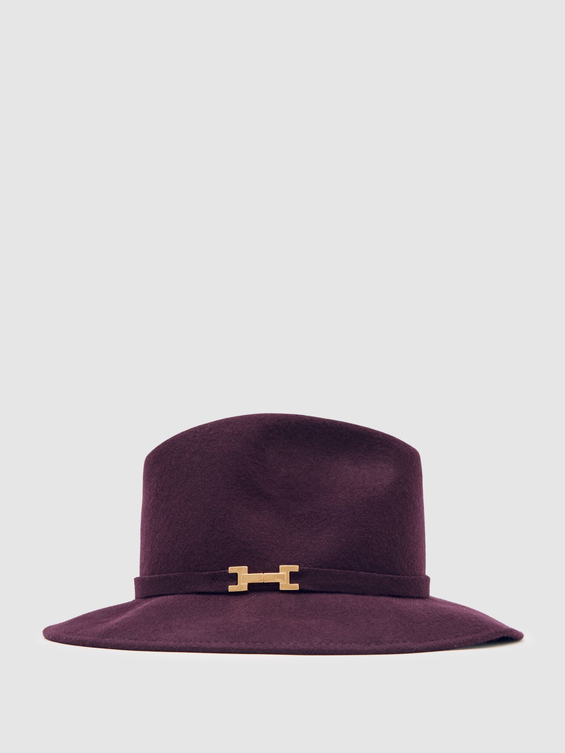Wool Fedora Hat in Burgundy