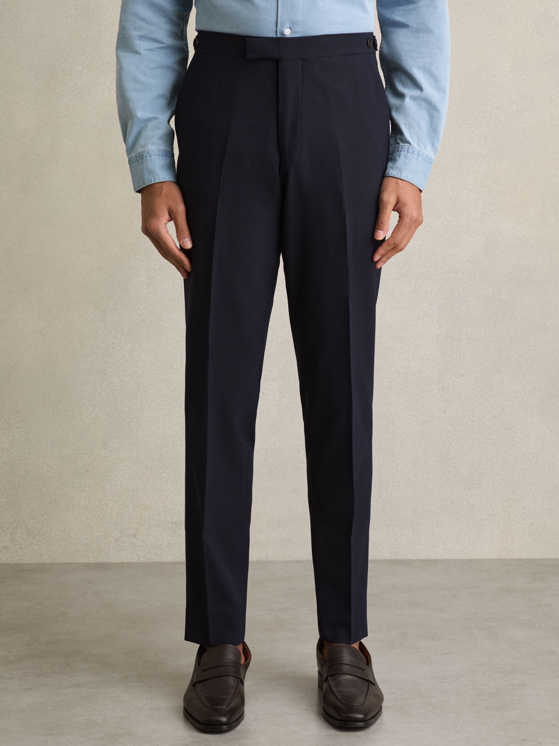 Slim Fit Side Adjuster Trousers in Navy