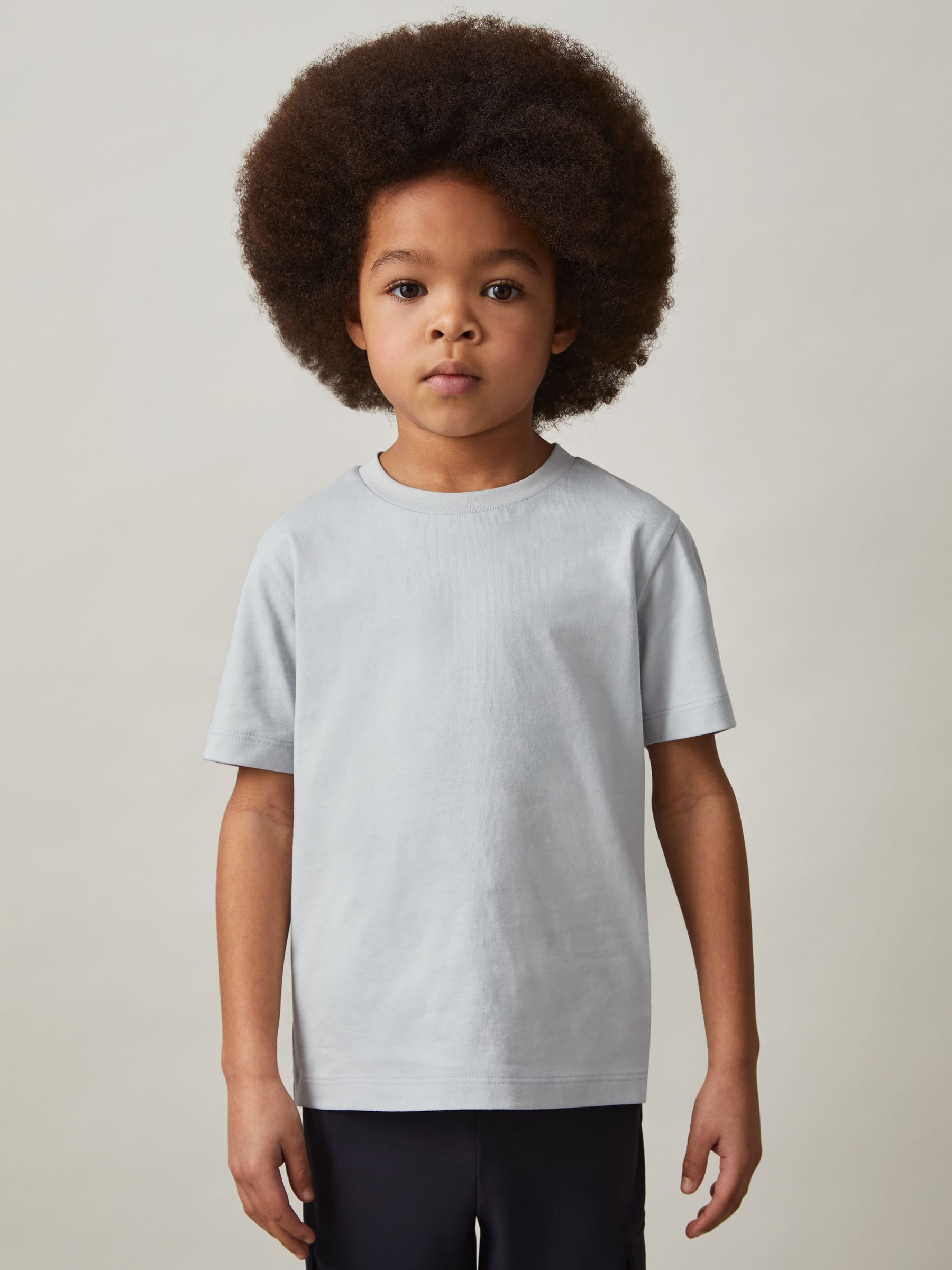 9-13 yrs Cotton Crew-Neck T-Shirt in Mint Blue