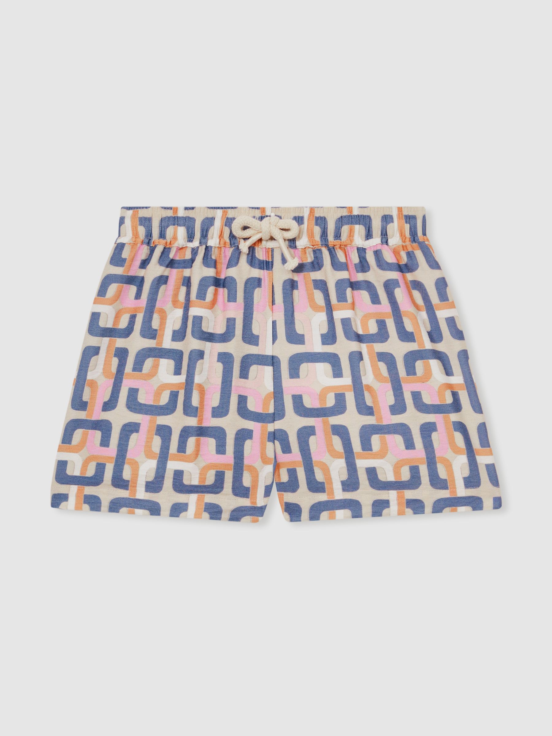 9-13 yrs Geometric Chain Print Shorts in Multi