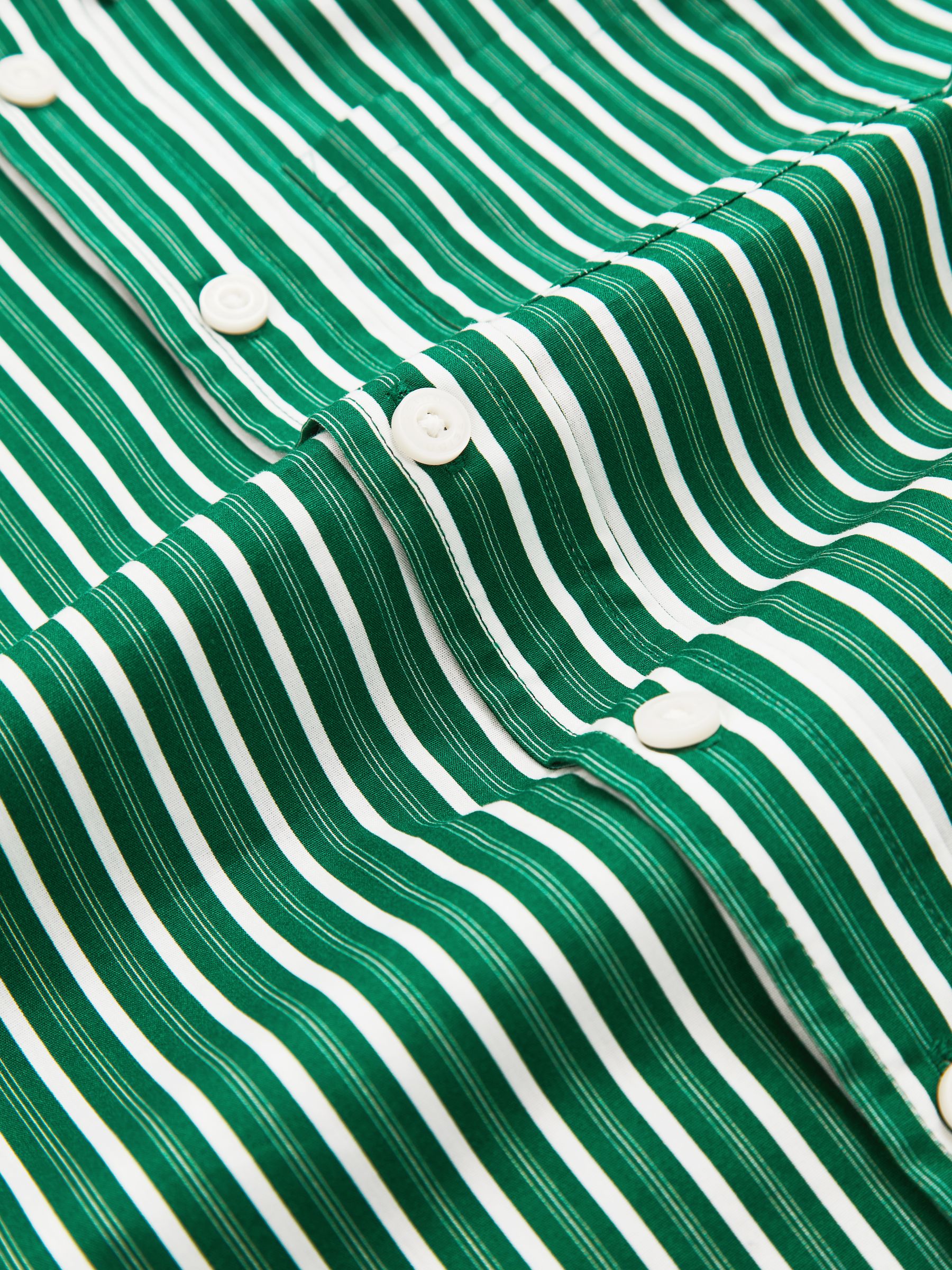 9-13 yrs Cotton-Poplin Striped Oversize Shirt in Green/White